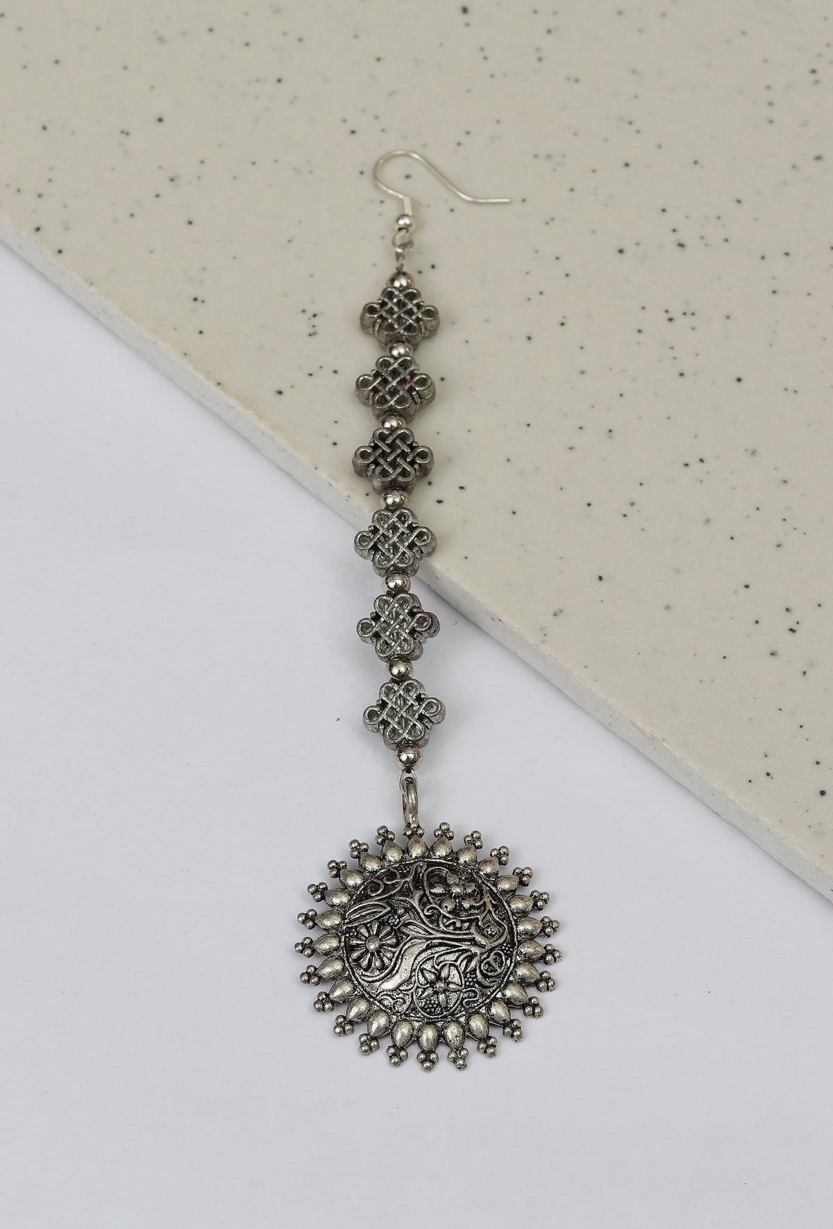Tribal Sunburst Oxidized Earrings