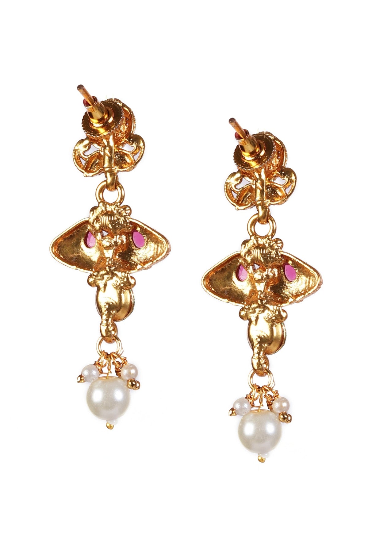 Svarnika Temple Heritage Kemp Necklace Set with Pearls