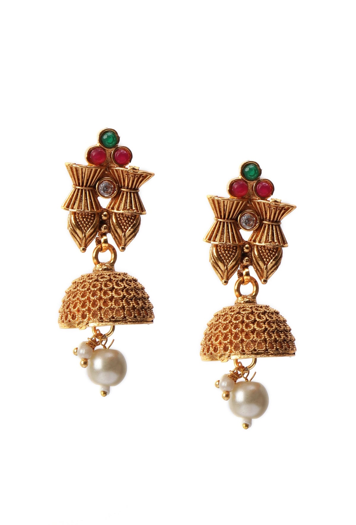 Tanirika Temple Heritage Kemp Necklace Set with Pearls