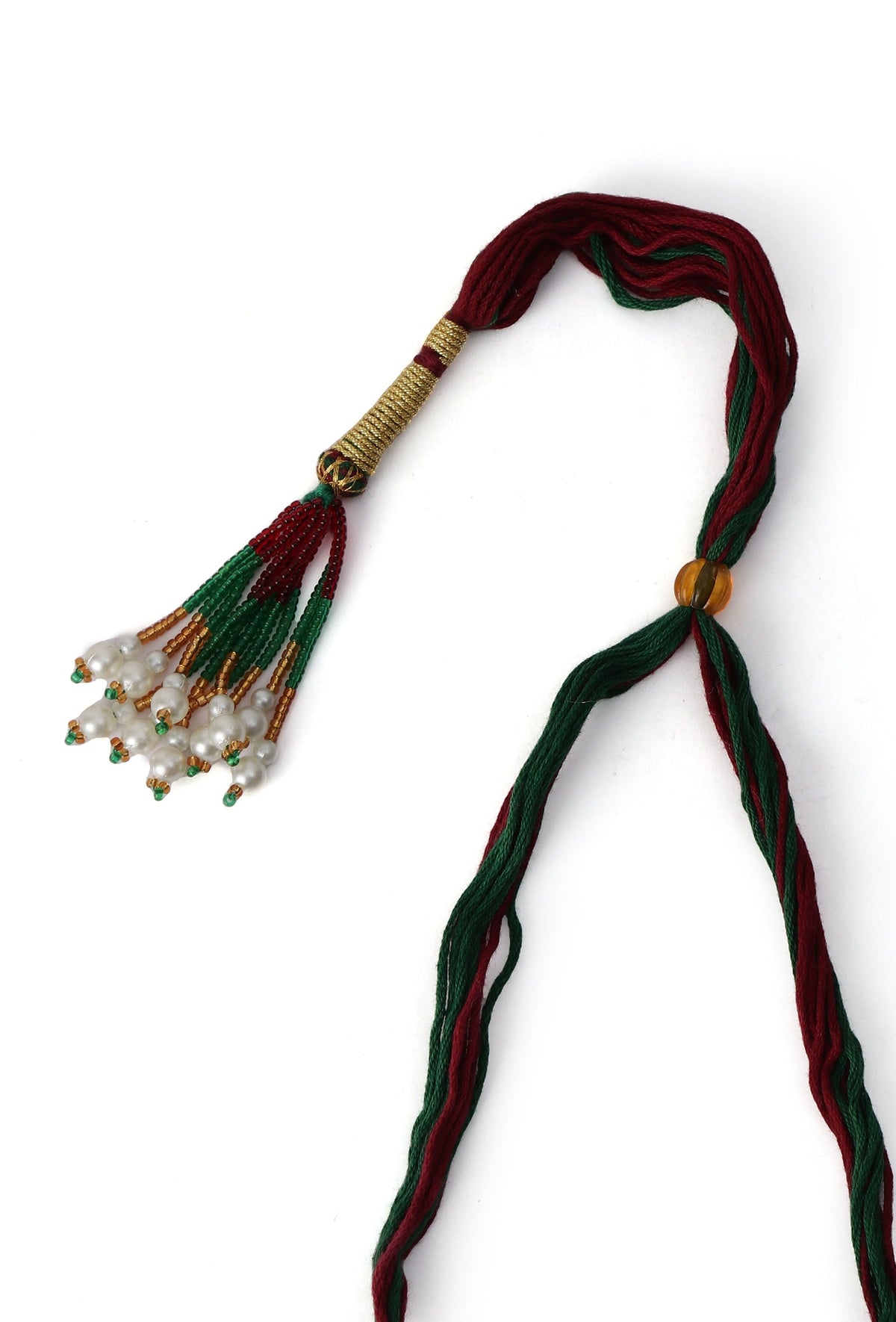 Amulyam Temple Heritage Kemp Necklace Set with Pearls