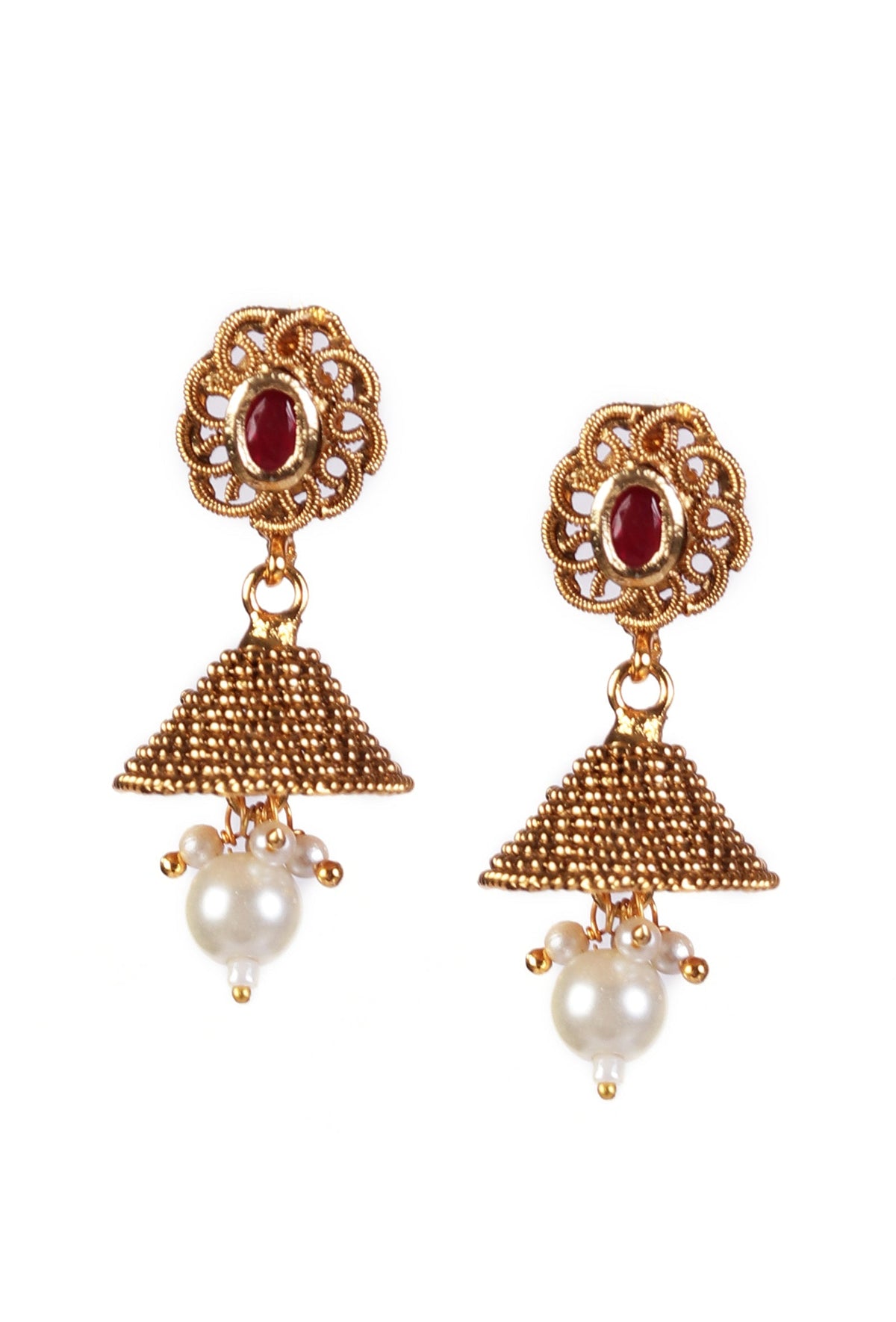 Trishika Temple Heritage Kemp Necklace Set with Pearls