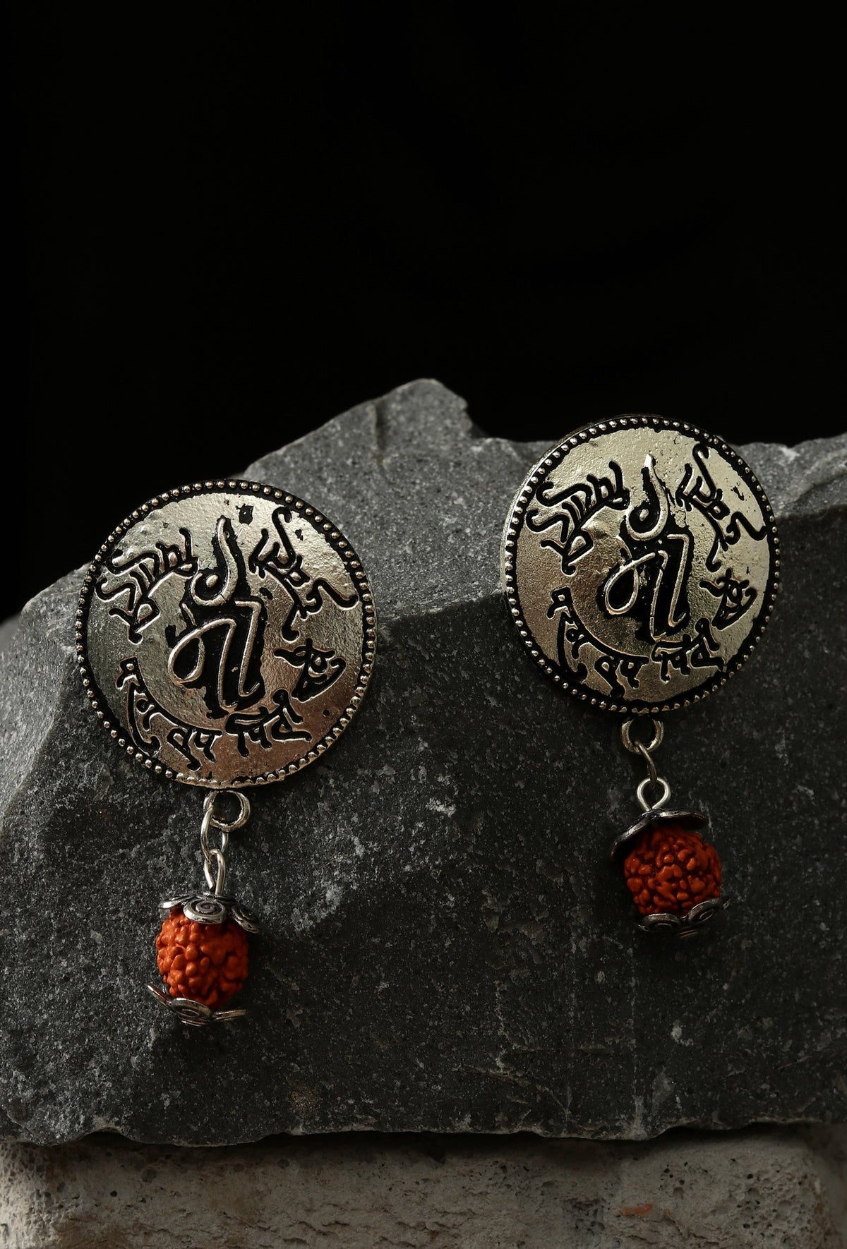Spiritual Shield Studs with Rudraksha