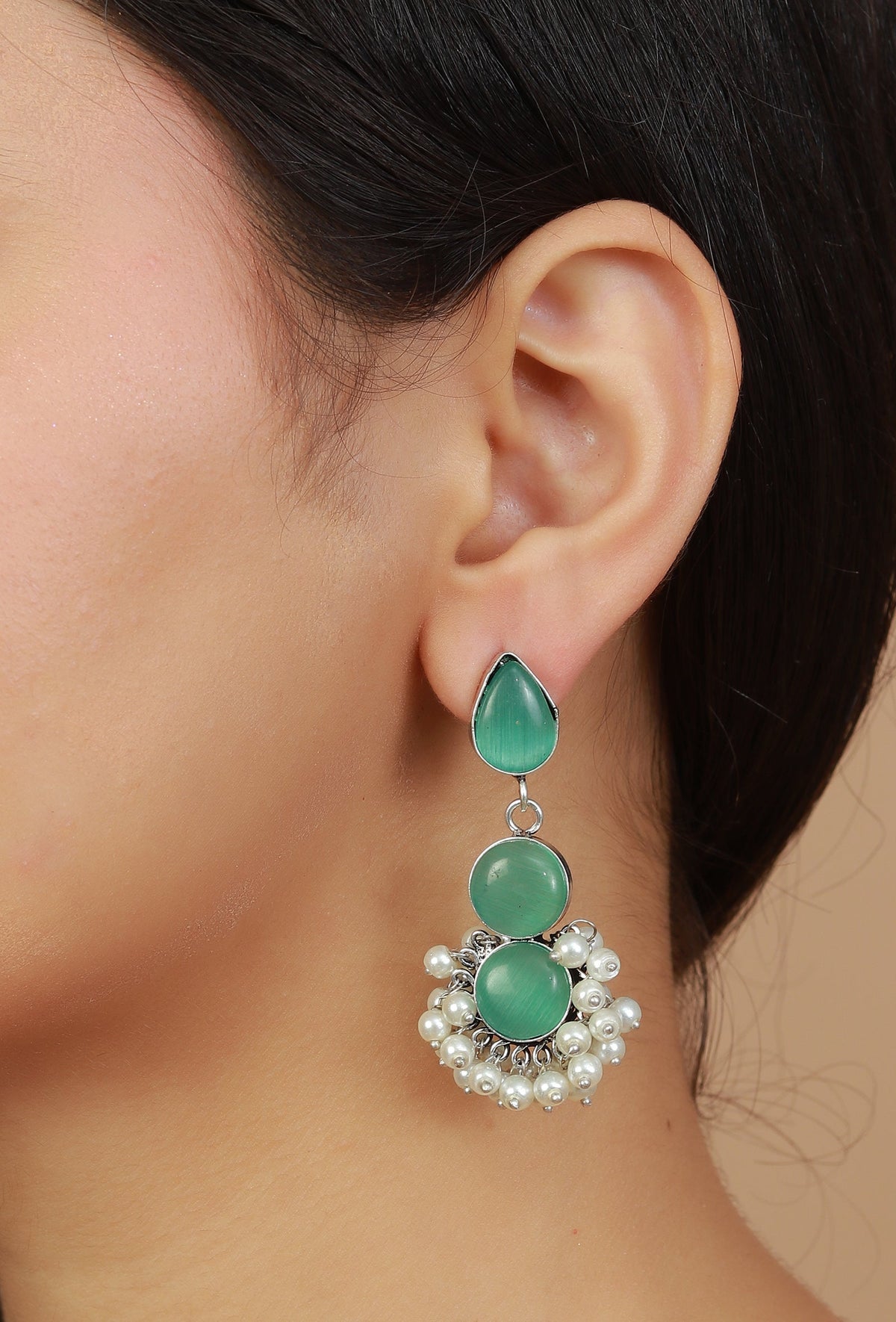 Emerald Dewdrop Chandbali Earrings