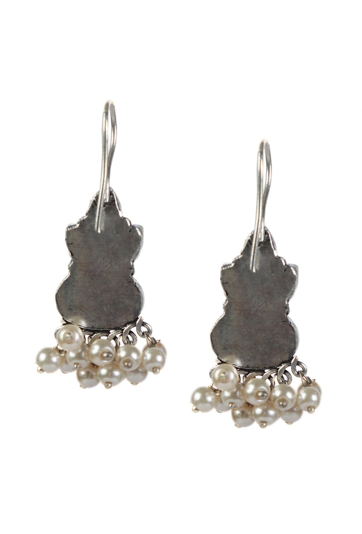 Pearl Cascade with Green Stone Earrings