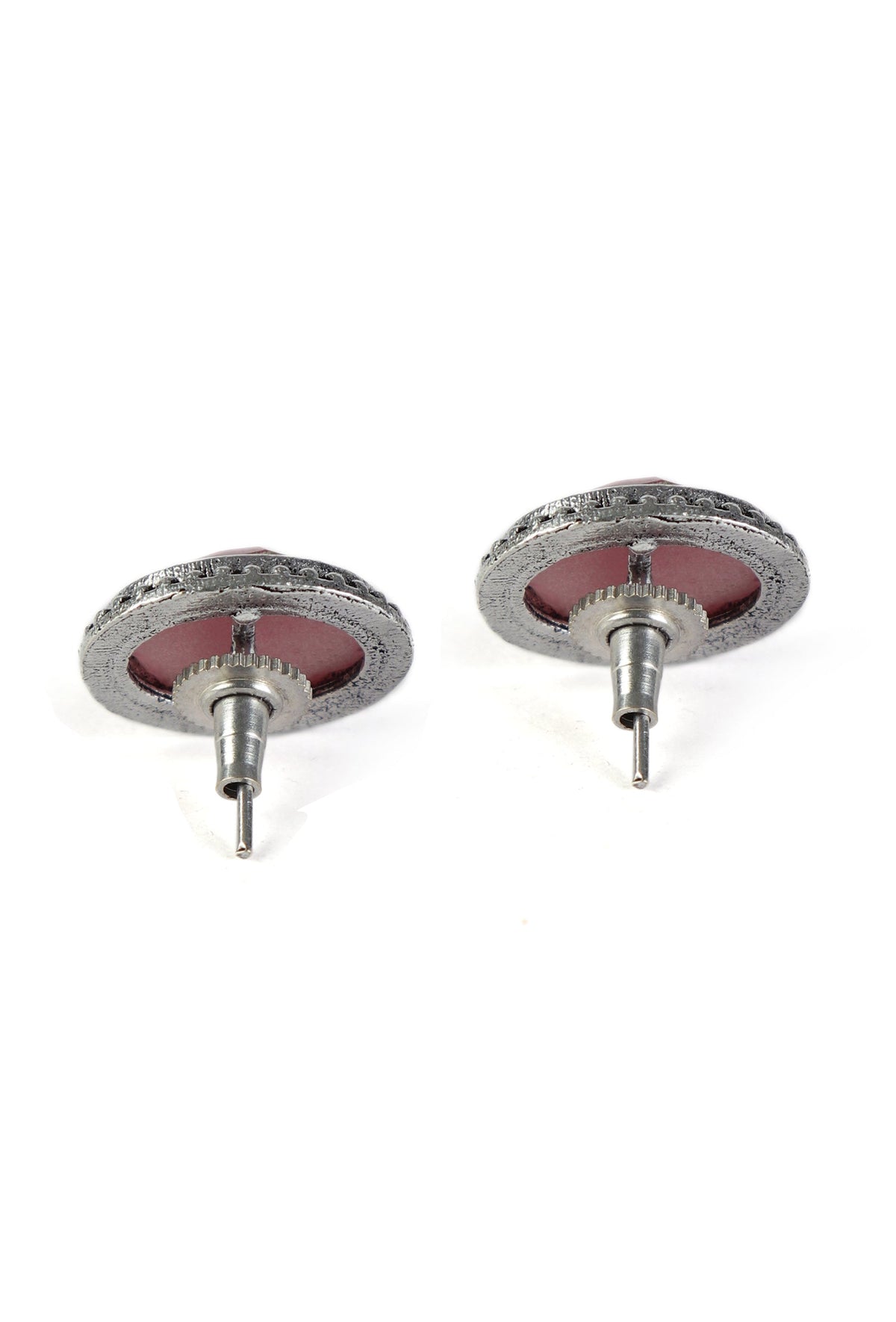 Pink Facet Silver Stud Earrings