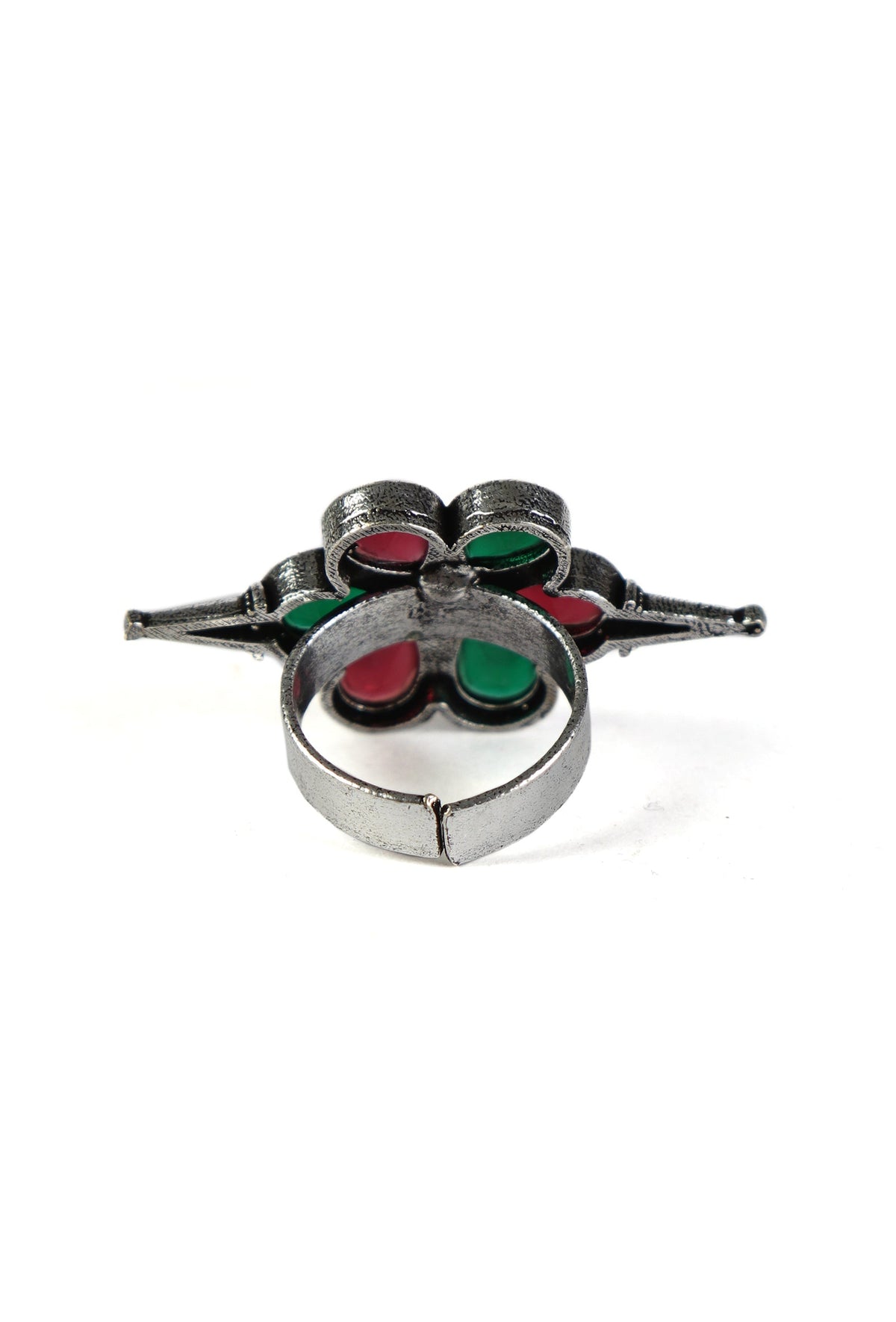 Floral Gemstone Silver Ring