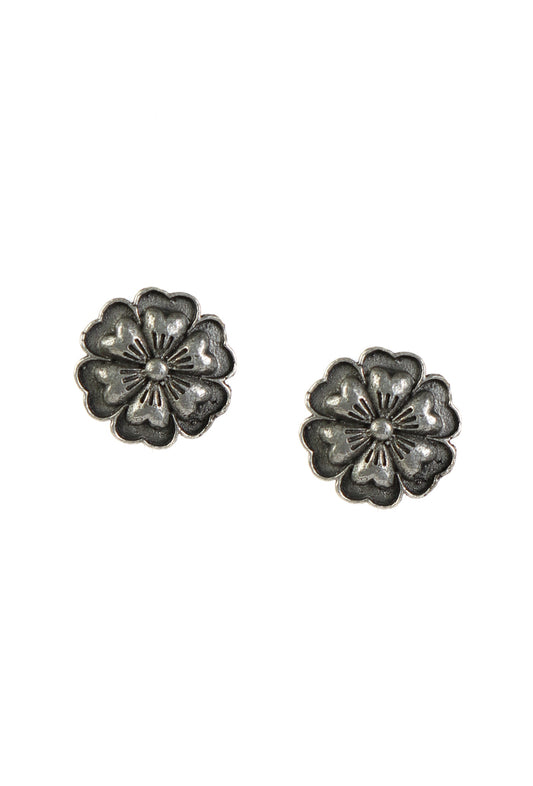Antique Floral Embossed Stud Earrings