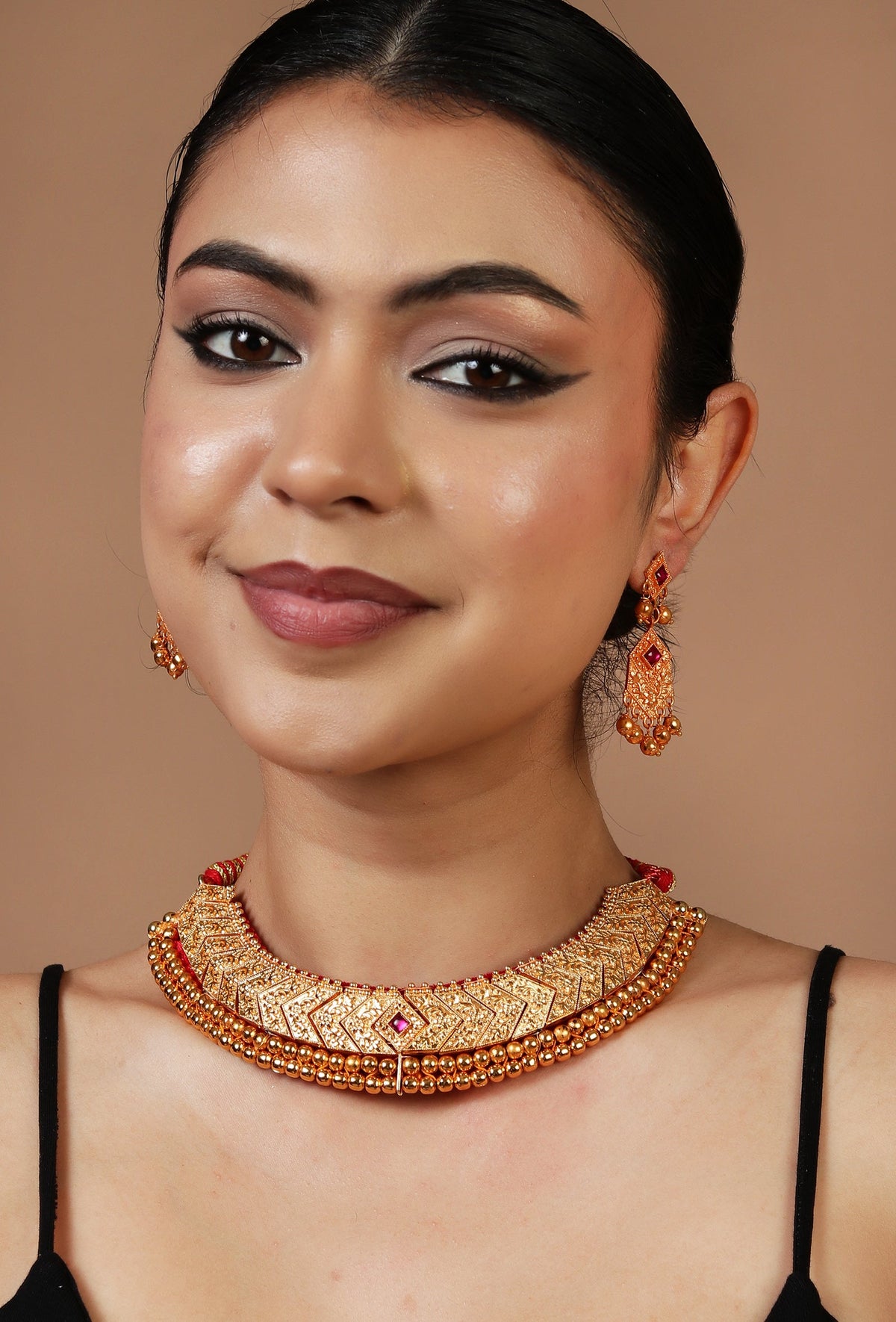 Veerangana Temple Gold Choker Set