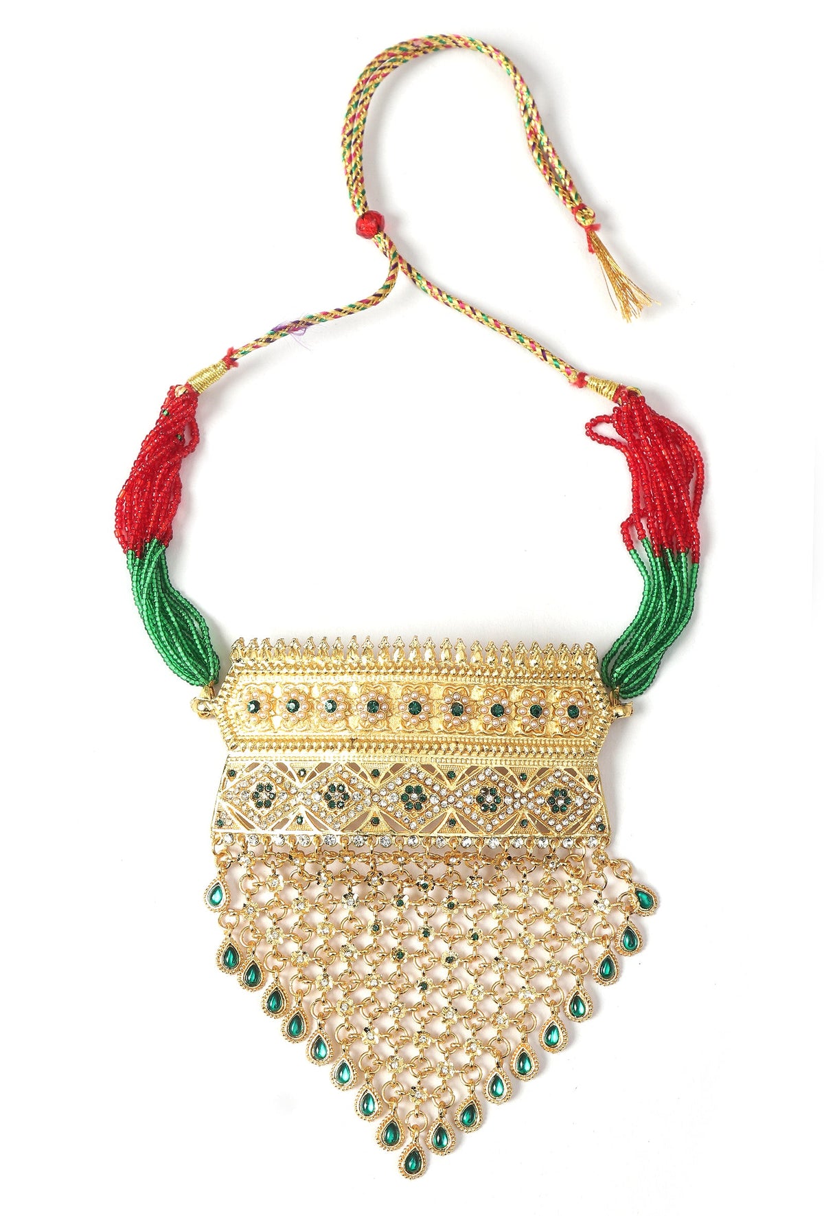 Rajwadi Emerald Beaded Choker Set