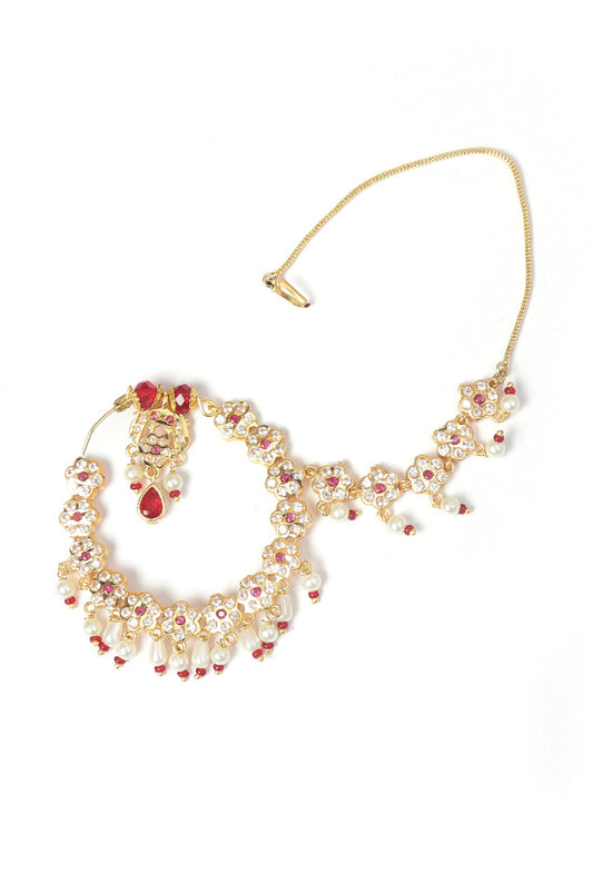 Rajwadi Ruby Kundan Pearl Nath