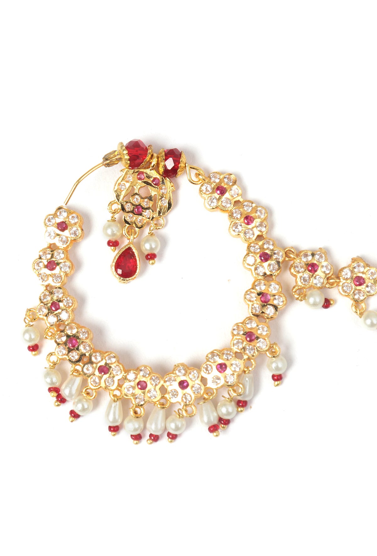 Rajwadi Ruby Kundan Pearl Nath