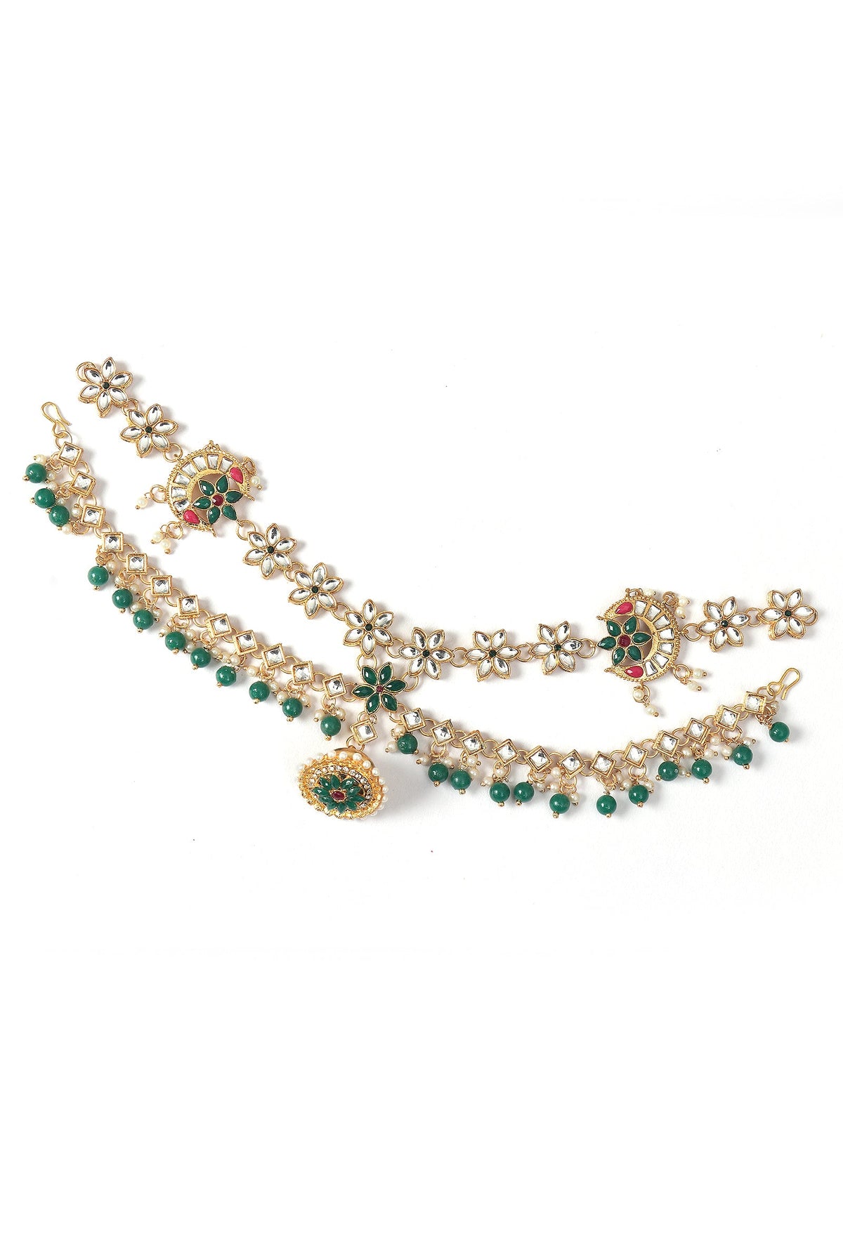 Rajwadi Floral Kundan Maang Tikka