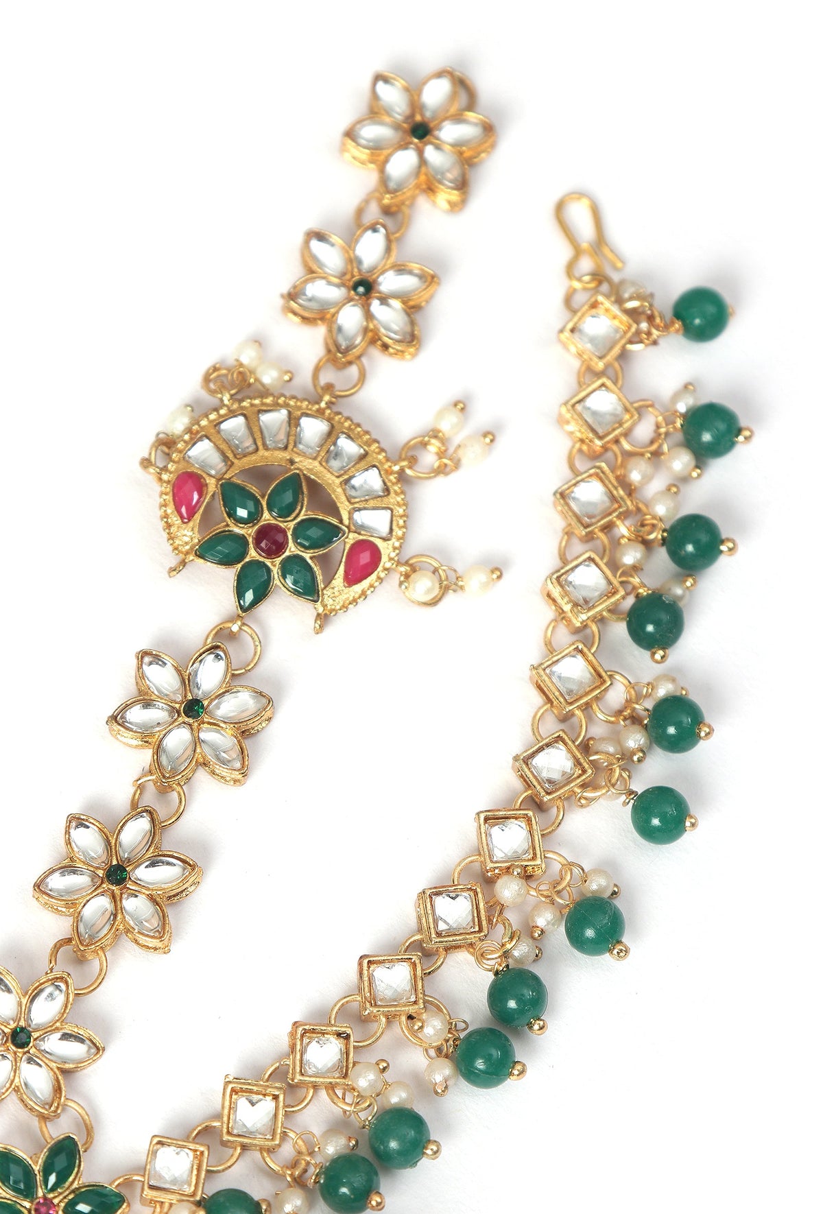 Rajwadi Floral Kundan Maang Tikka