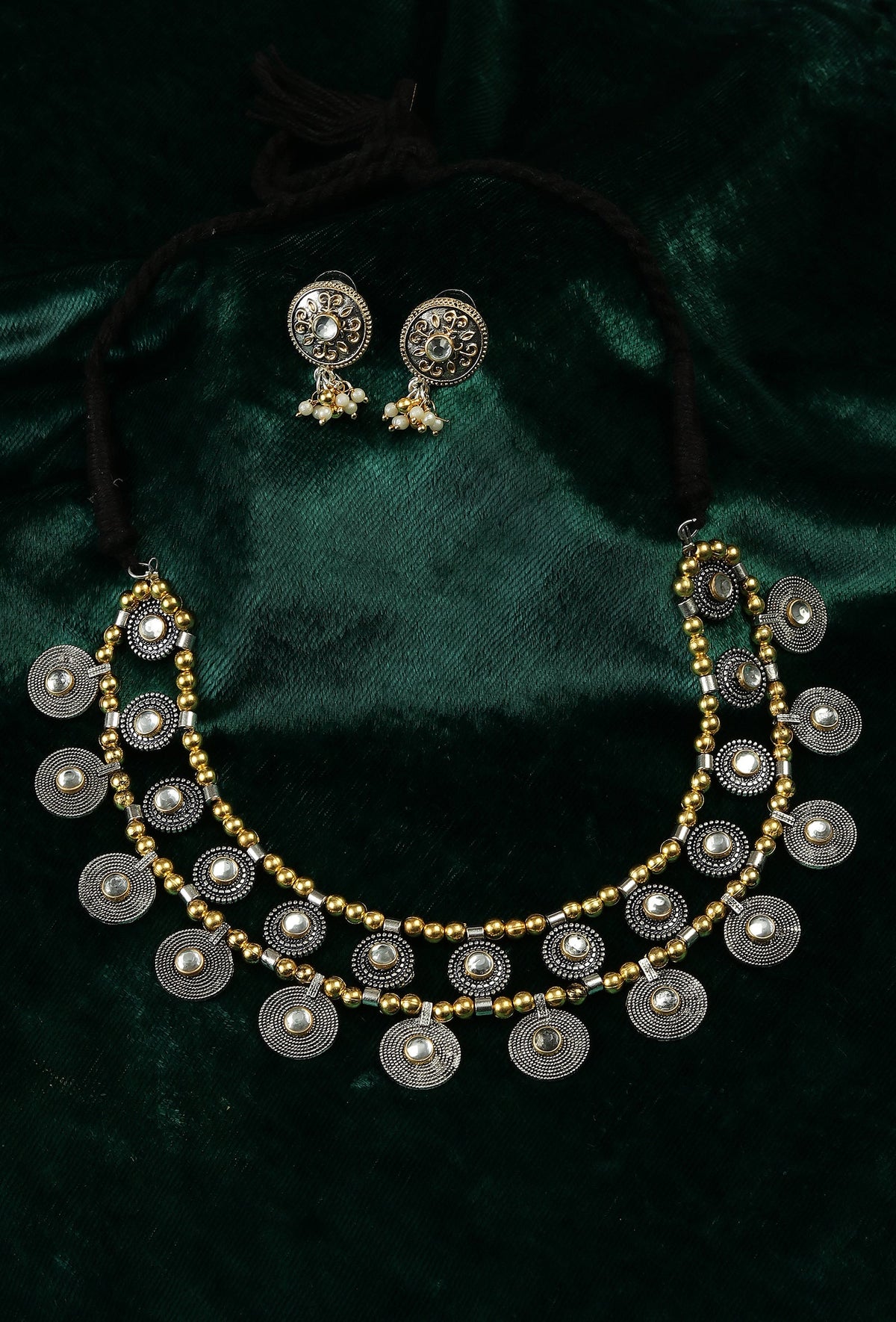 Zeenat Royale Oxidised Coin Necklace Set