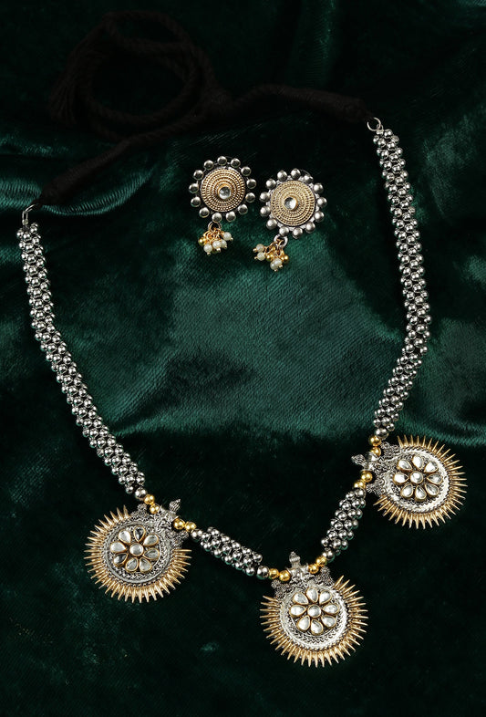 Royal Maharani Heritage Antique Necklace Set with Matching Earrings