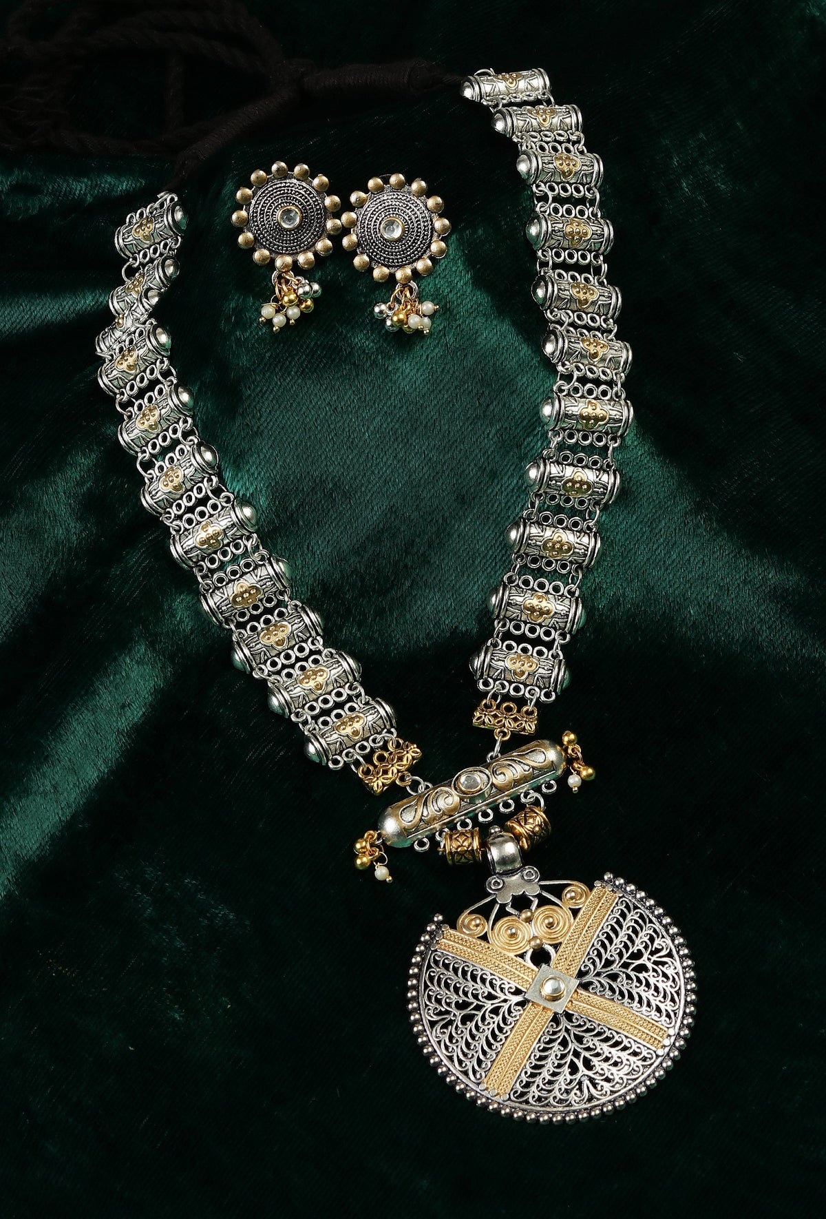 Rajsi Mandala Antique Oxidized Statement Necklace