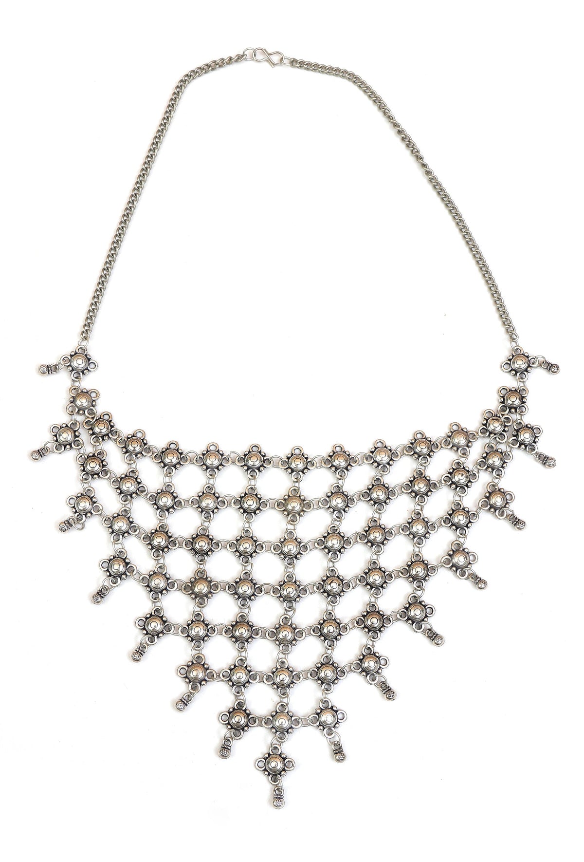 Rajwada Jaali Antique Oxidized Silver Necklace Set