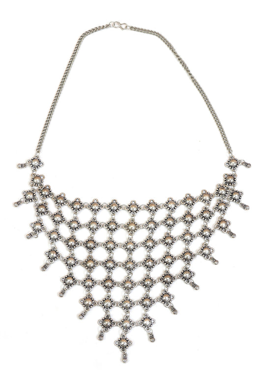 Rajwada Jaali Antique Oxidized Silver Necklace Set