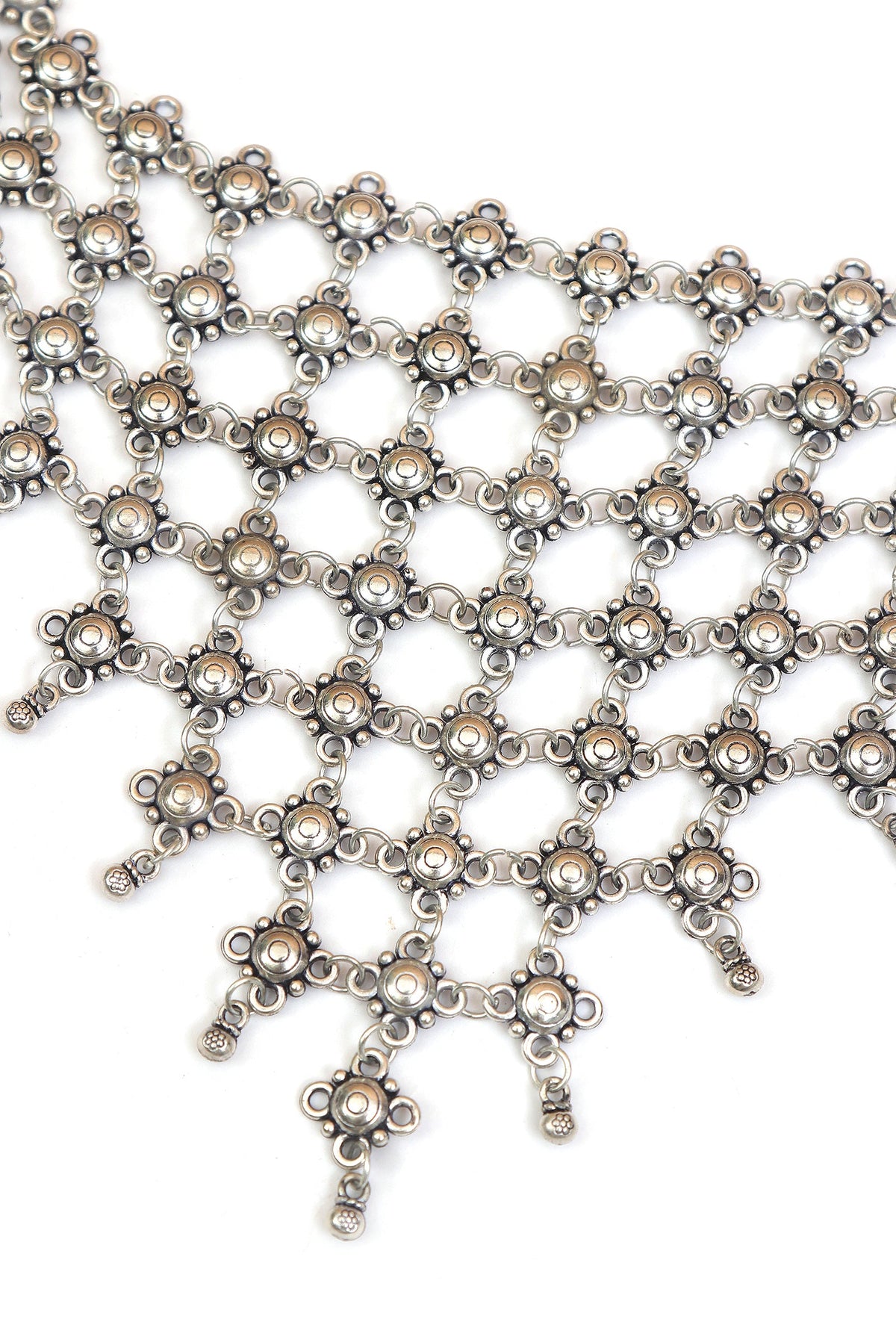 Rajwada Jaali Antique Oxidized Silver Necklace Set