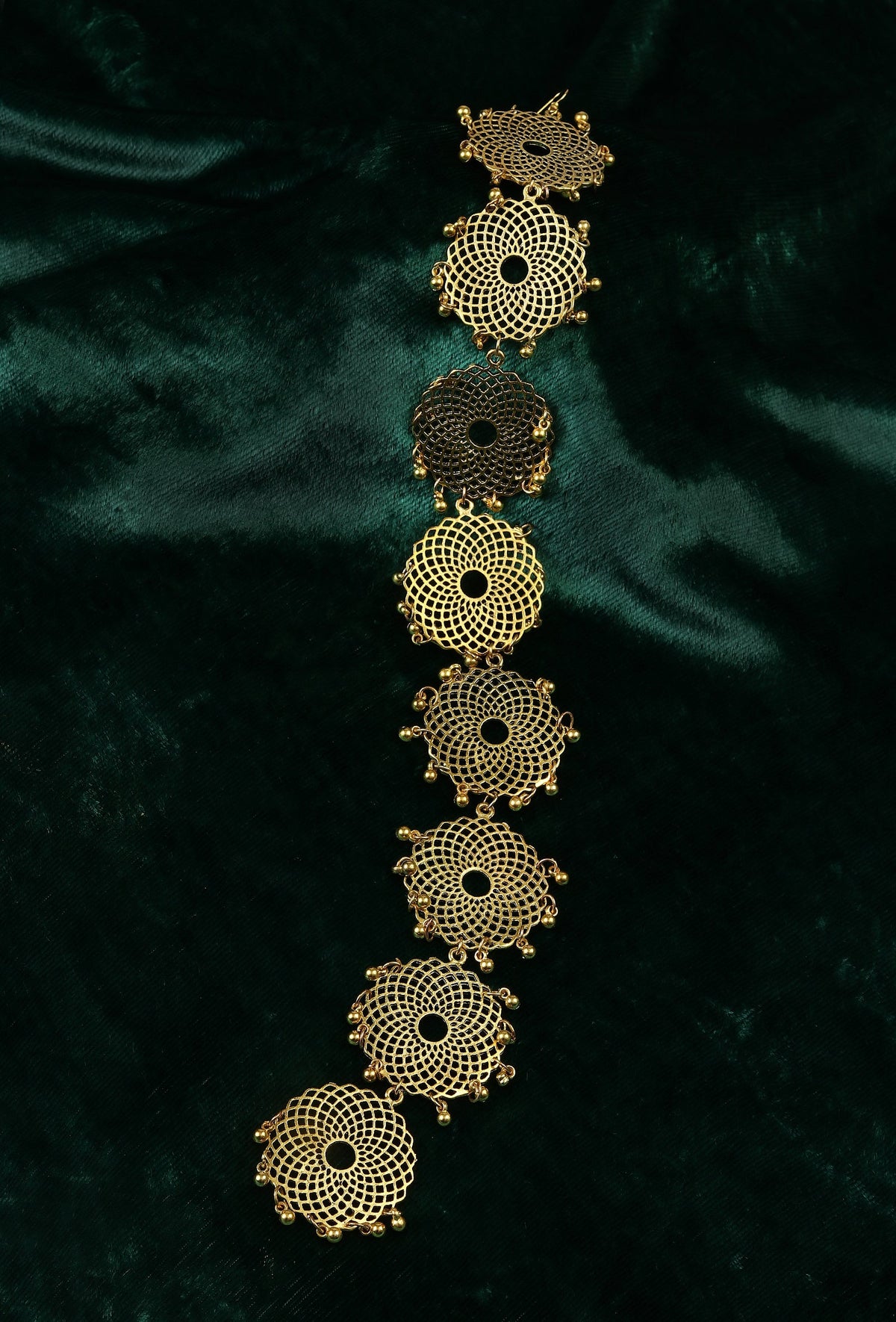 Royal Punjabi Heritage Golden Filigree Bridal Parandi Hair Accessory