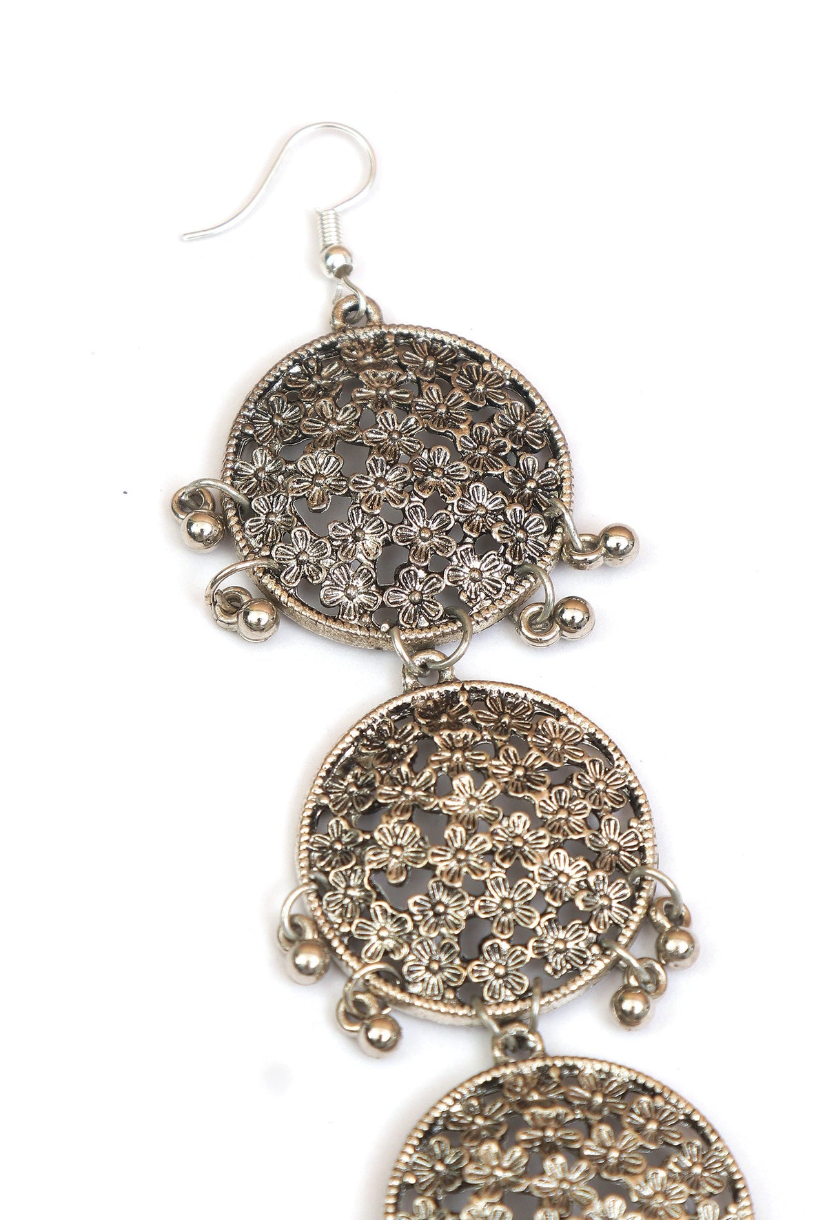 Maharani Pushpa Royal Antique Silver Floral Parandi