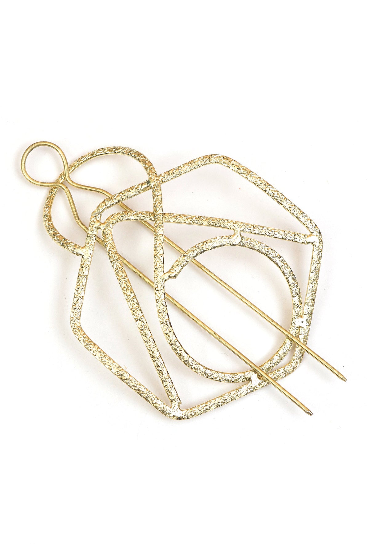 Geometric Gold Finish Brass Juda Pin
