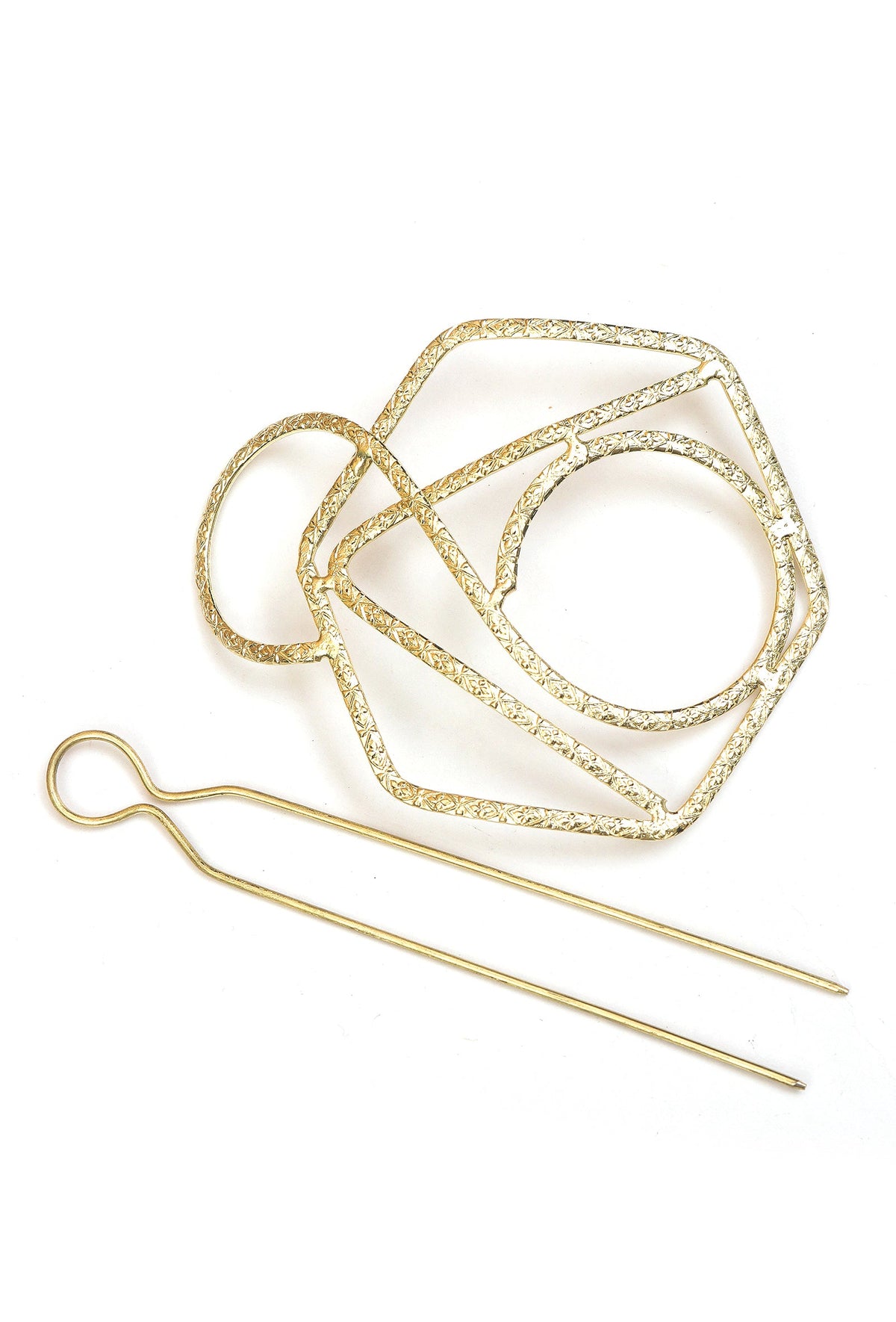 Geometric Gold Finish Brass Juda Pin