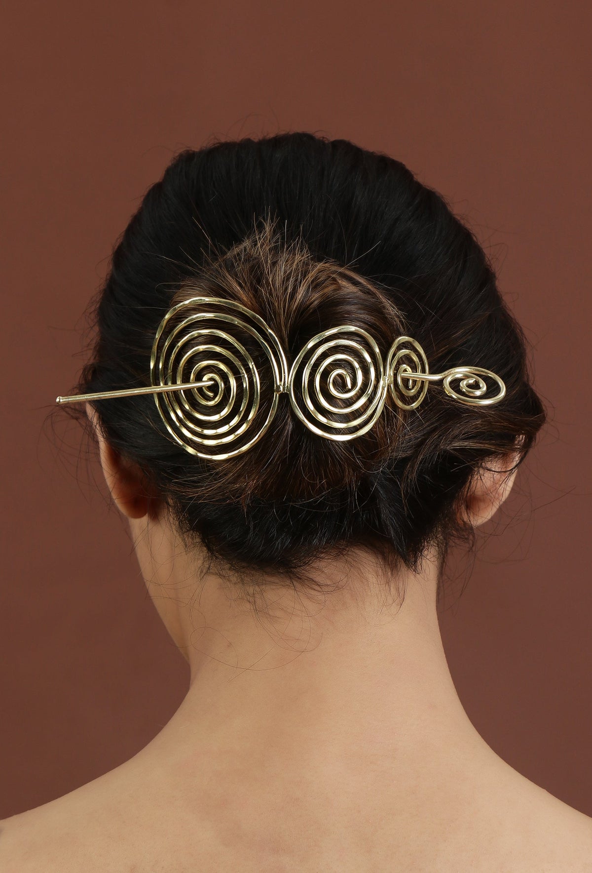 Golden Triveni Spiral Brass Juda Pin