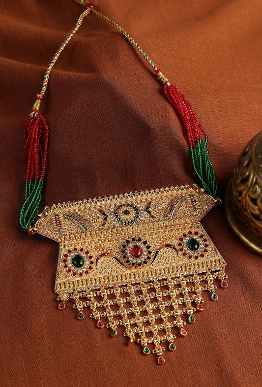Traditional Navratna Kundan Statement Necklace