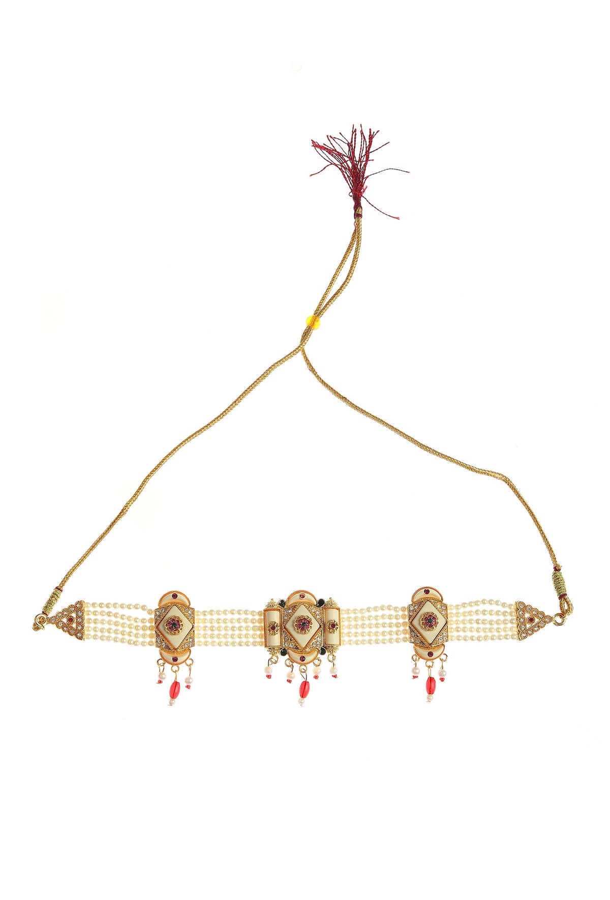 Rajwada Ivory Meenakari Pearl Jewelry Set