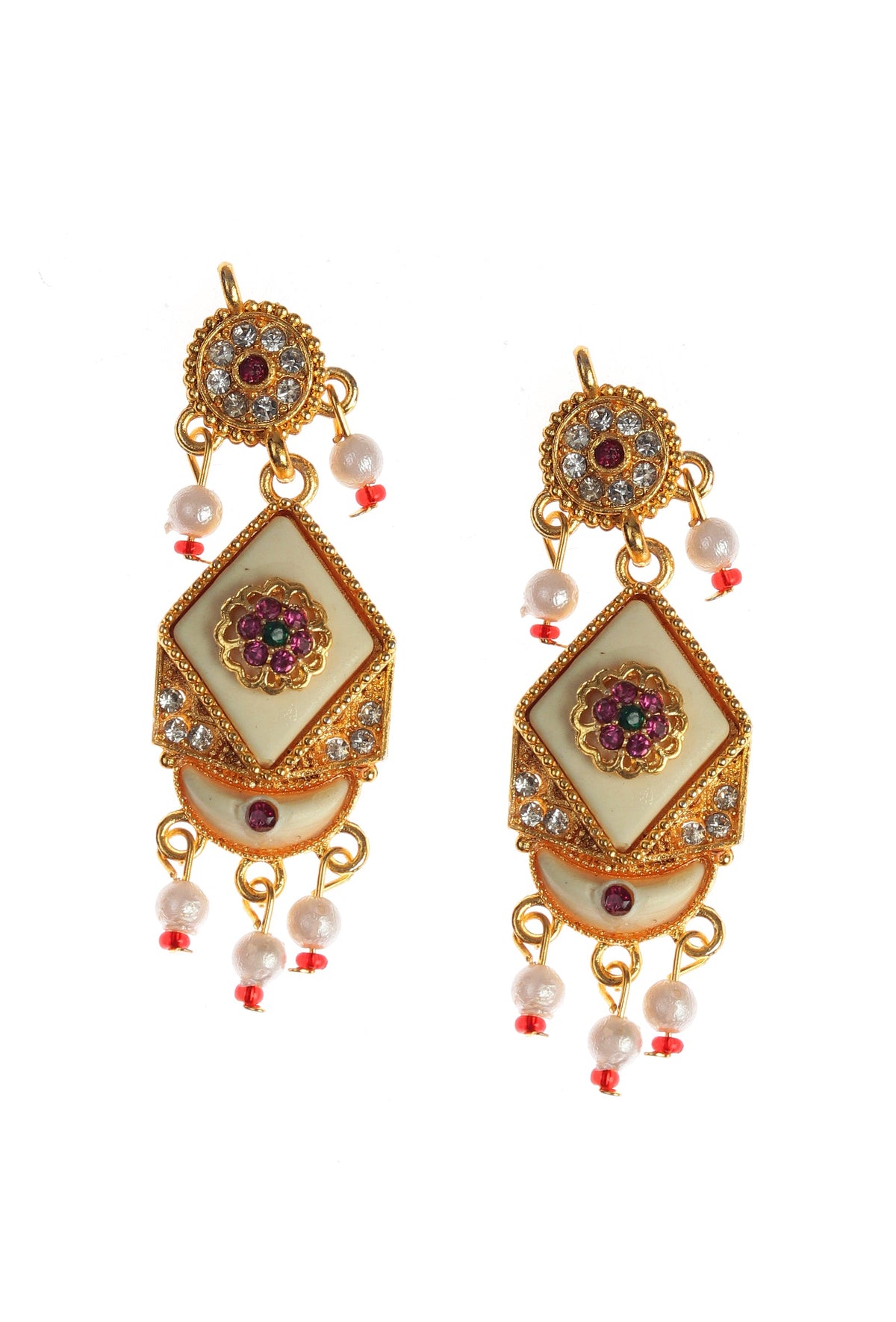 Rajwada Ivory Meenakari Pearl Jewelry Set