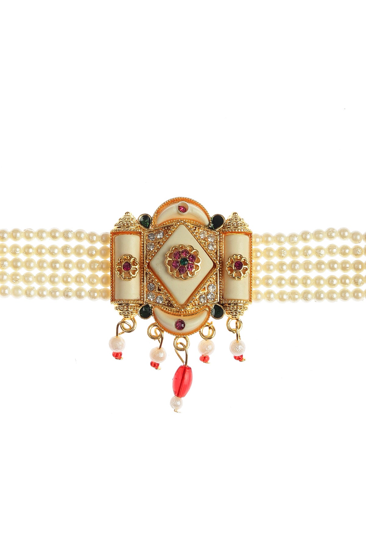 Rajwada Ivory Meenakari Pearl Jewelry Set