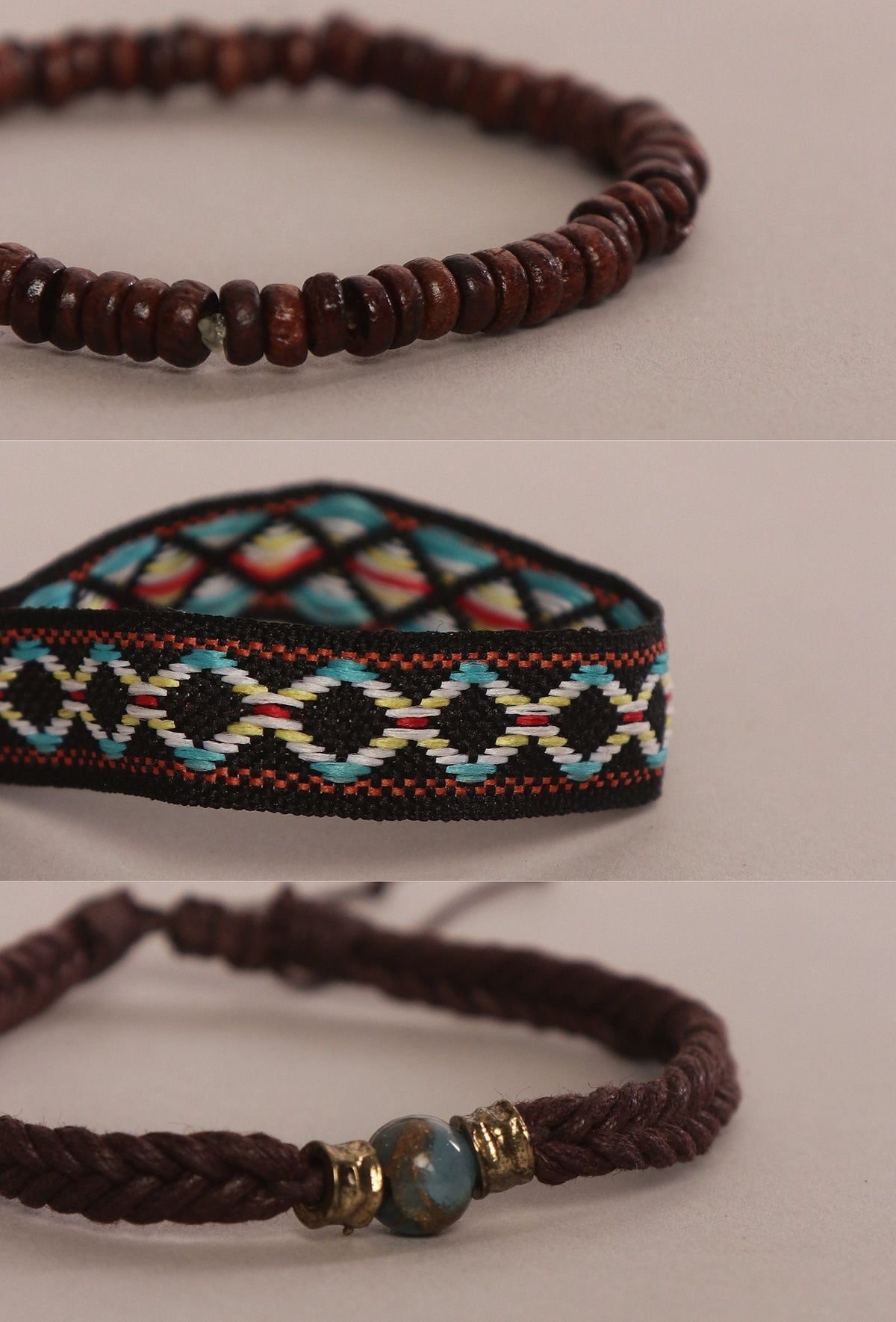 Bohemian Wood & Turquoise Bracelet Collection Unisex