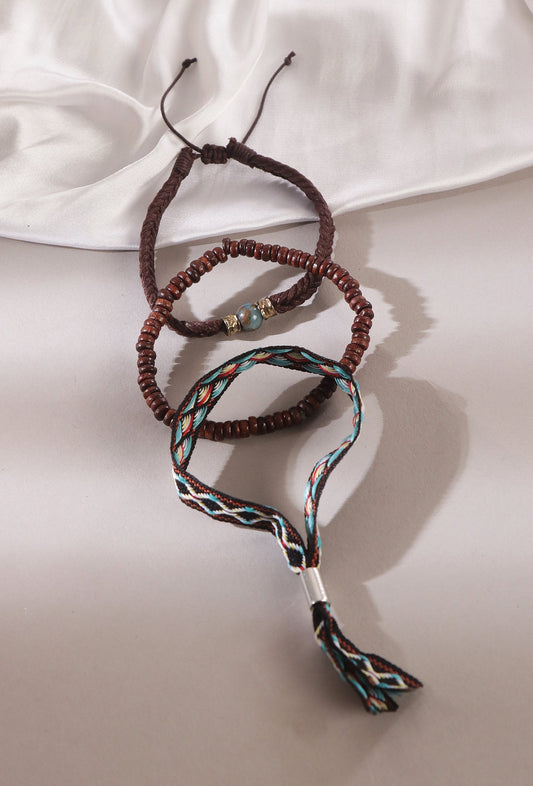 Bohemian Wood & Turquoise Bracelet Collection Unisex