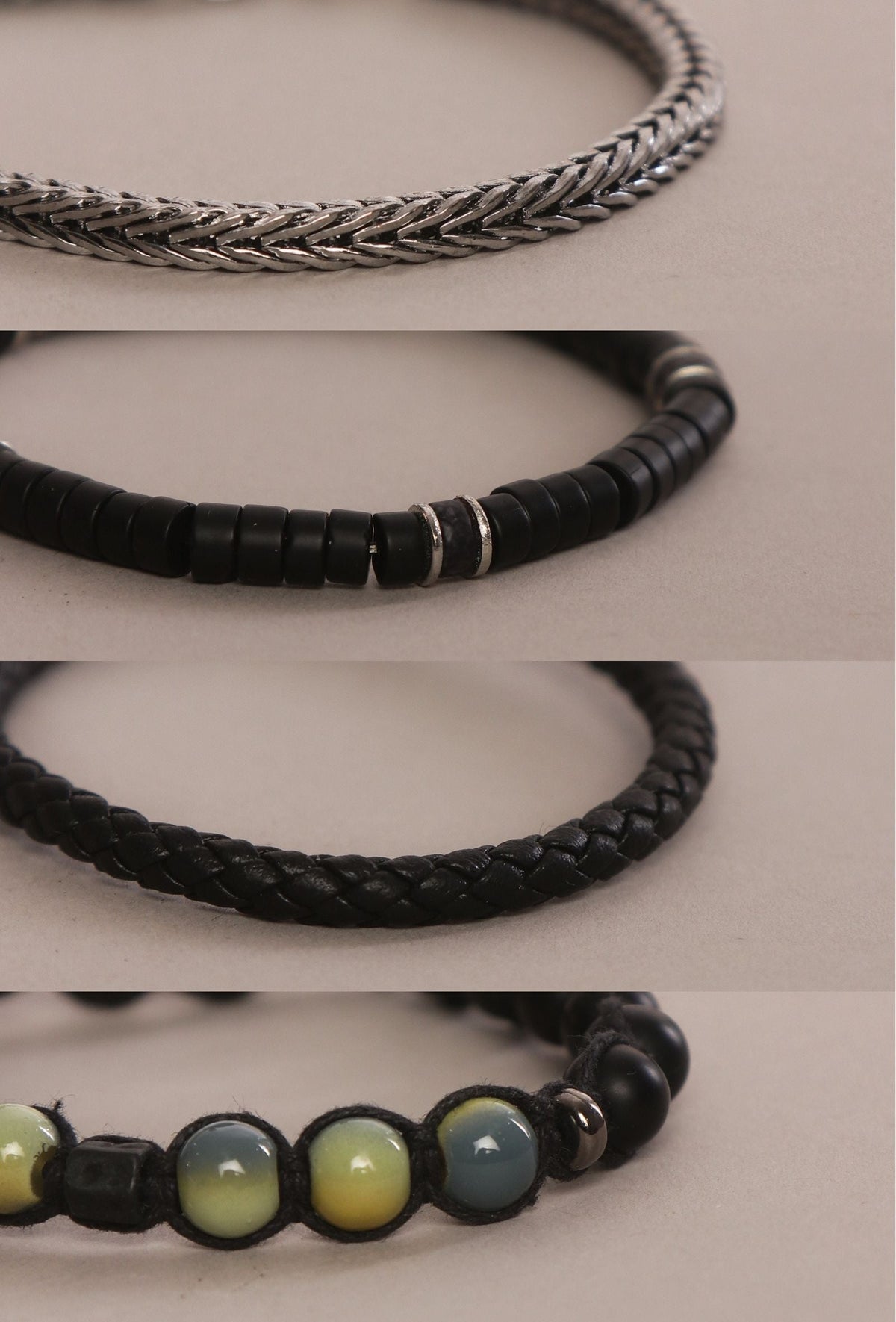 Urban Mix Material Bracelet Set - Set of 4