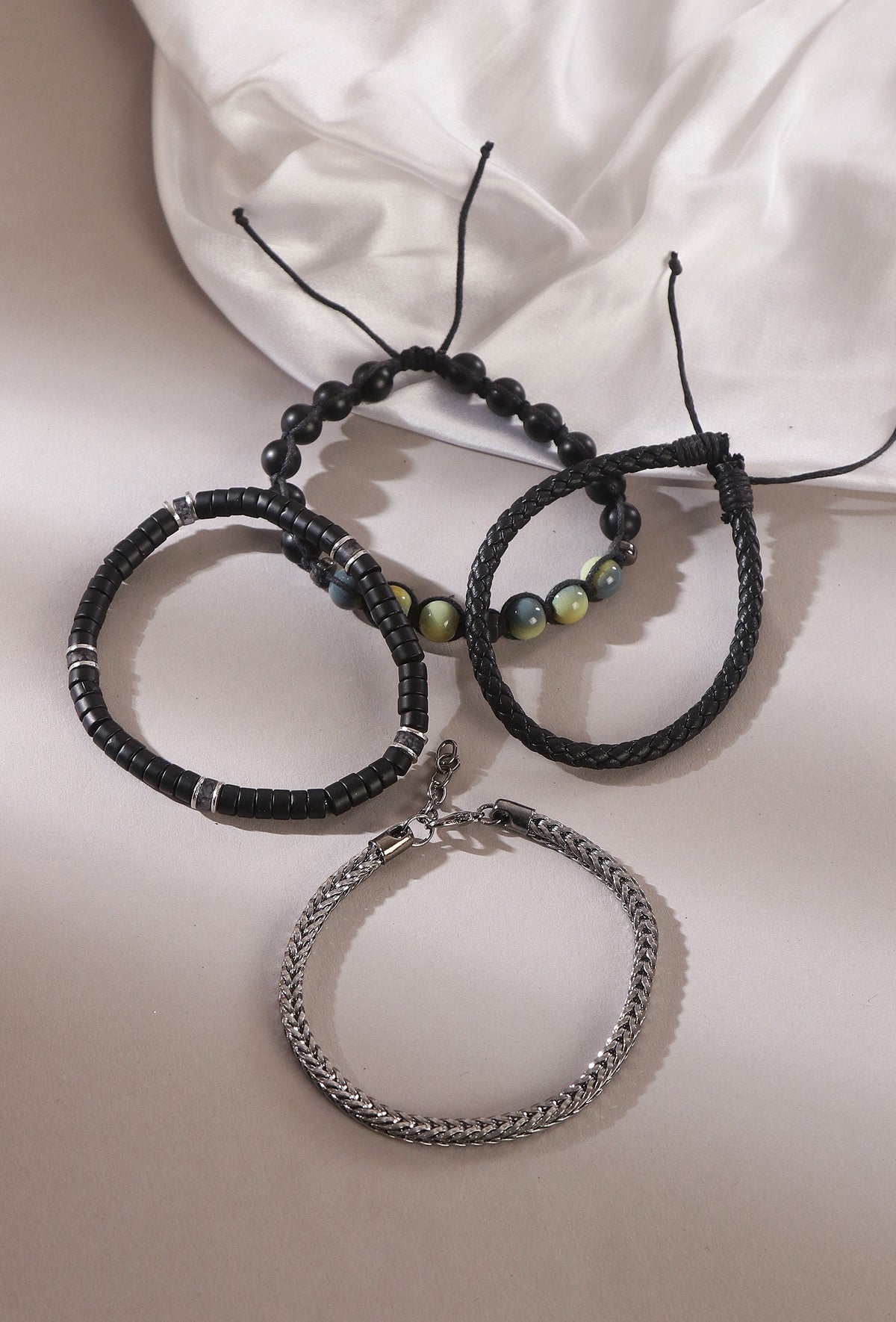 Urban Mix Material Bracelet Set - Set of 4
