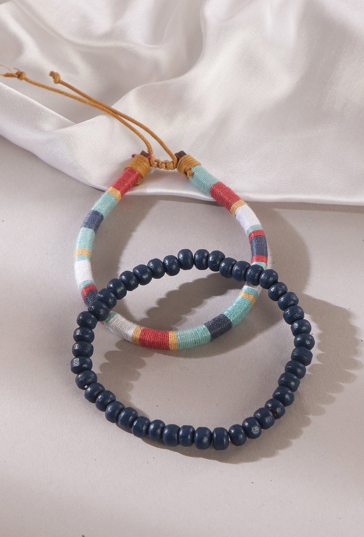 Urban Bohemian & Midnight Blue Wood Bracelet Duo