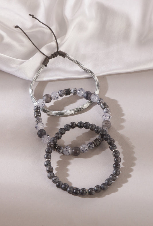 Snowflake Stone Bracelet Unisex - Set Of 3