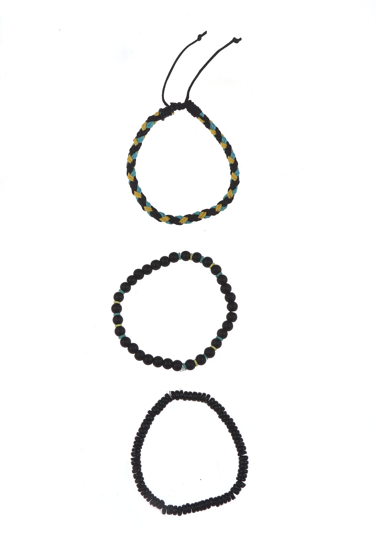Natural Onyx, Wood & Thread Bracelet Collection