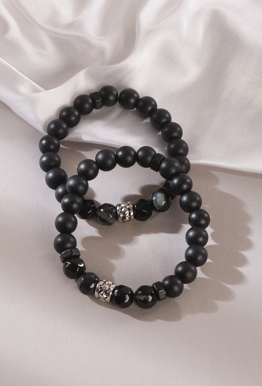 Midnight Onyx Energy Bracelet Set Of 2 For Men