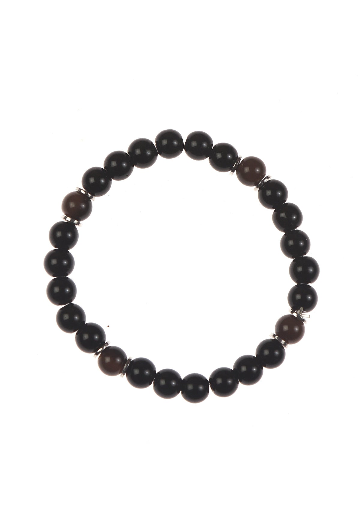 Matte Black Onyx Carnelian Agate & Black Agate Natural Stone Unisex Bracelets - Set Of 3