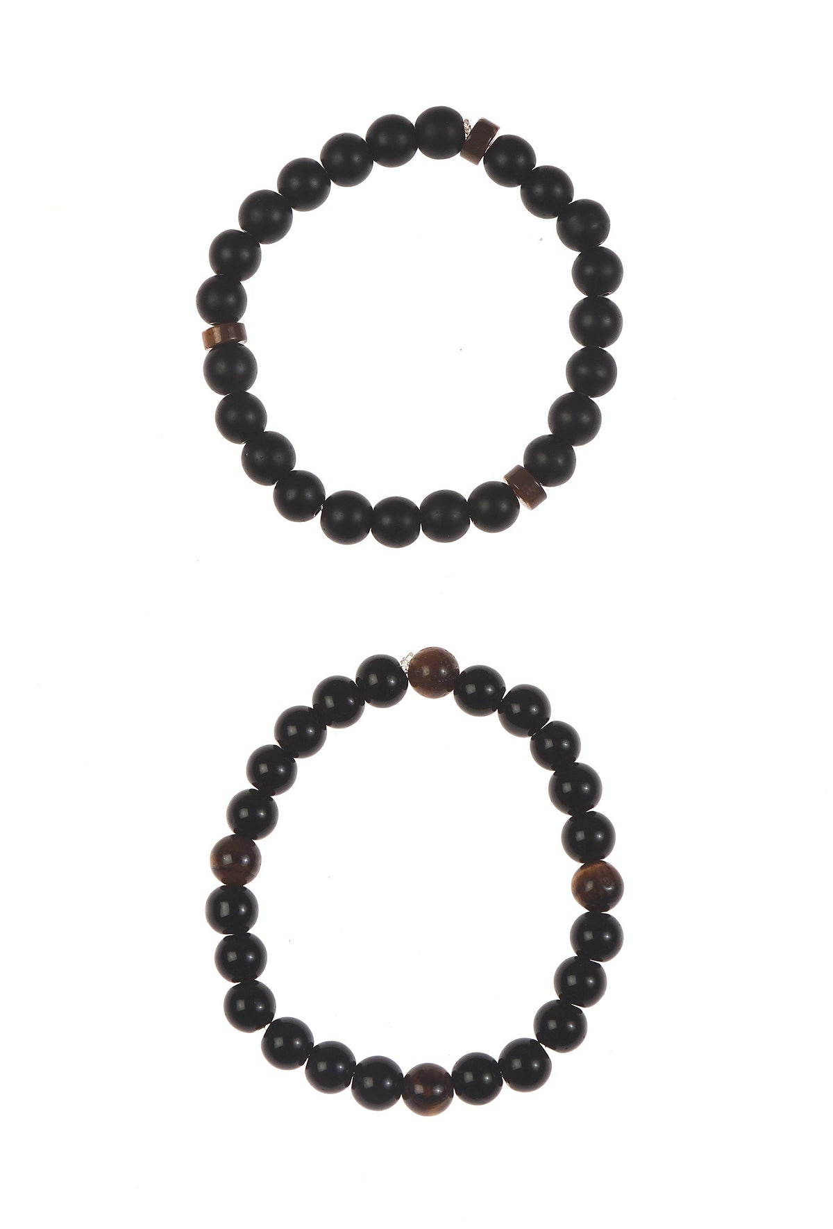 Matte Black Onyx & Tiger Eye Stone Beaded Bracelet Unisex