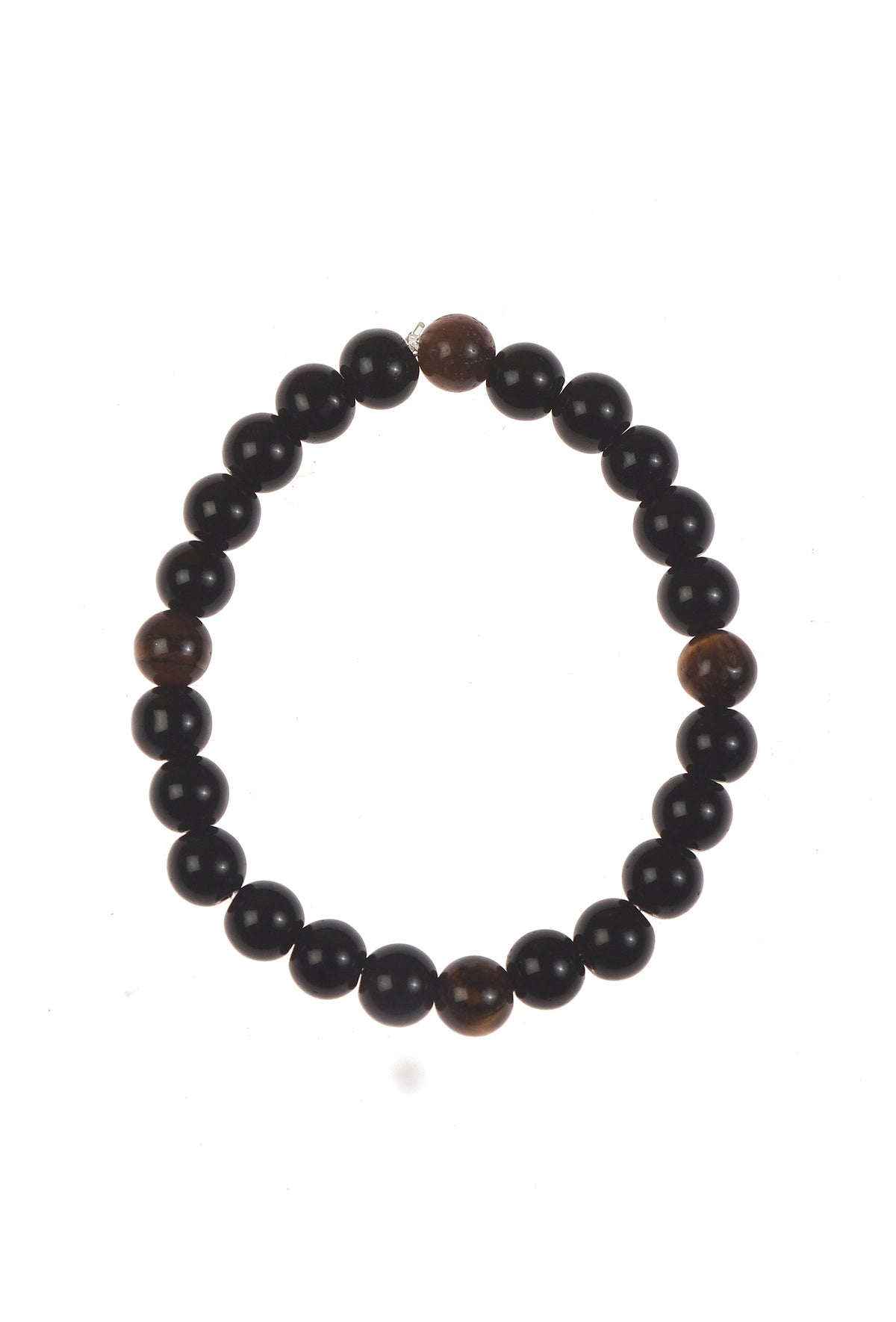 Matte Black Onyx & Tiger Eye Stone Beaded Bracelet Unisex
