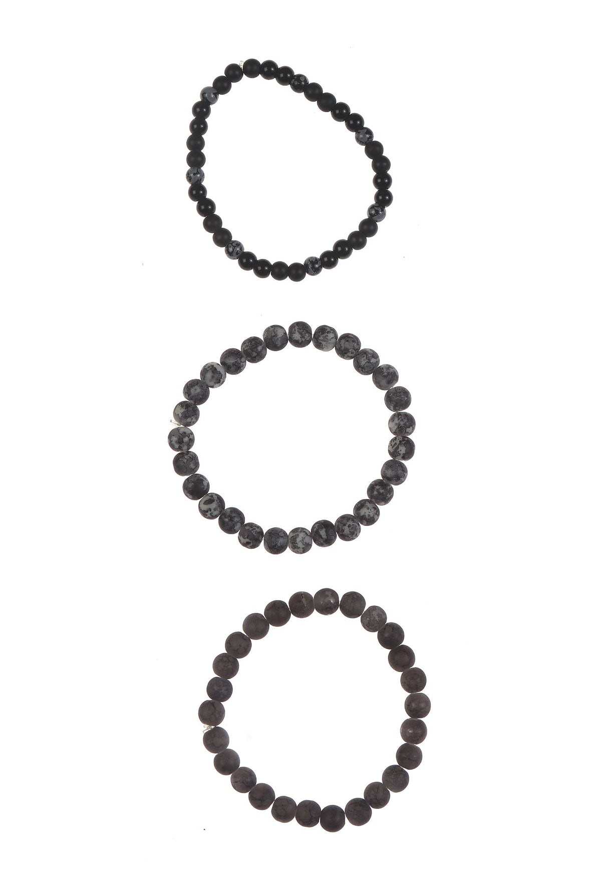 Picasso Jasper & Obsidian Accent Beaded Bracelet Set of 3