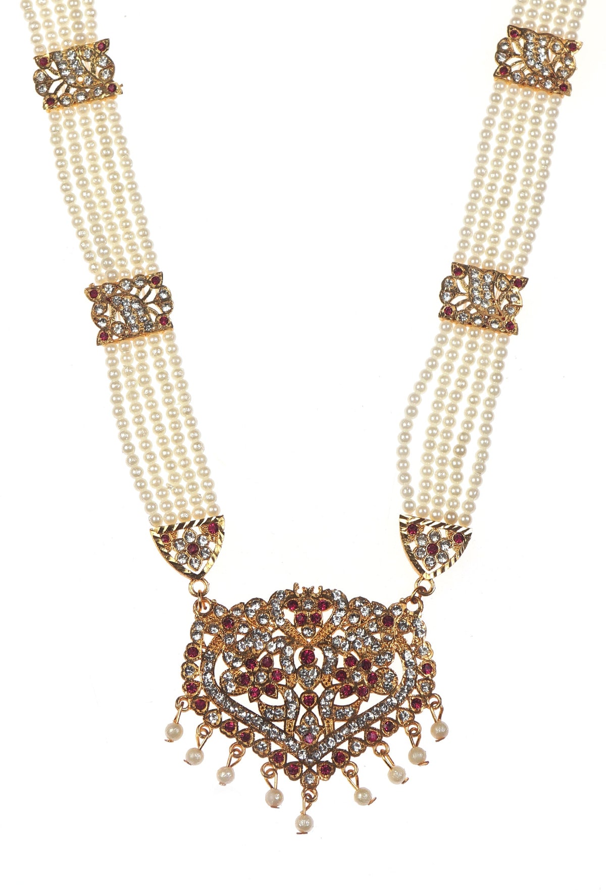 Shahi Ruby Pearl Bridal Necklace Set