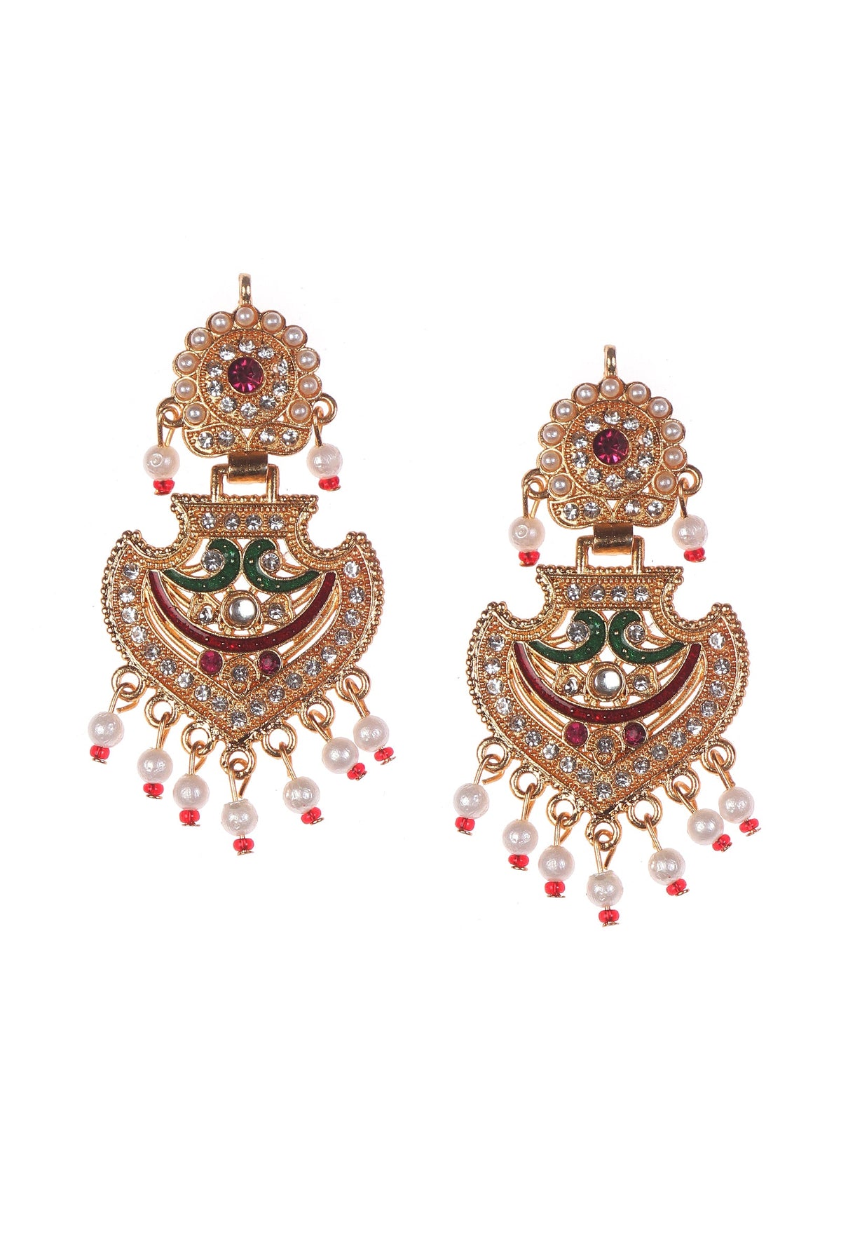 Royal Peacock Ruby Pearl Heritage Necklace Set