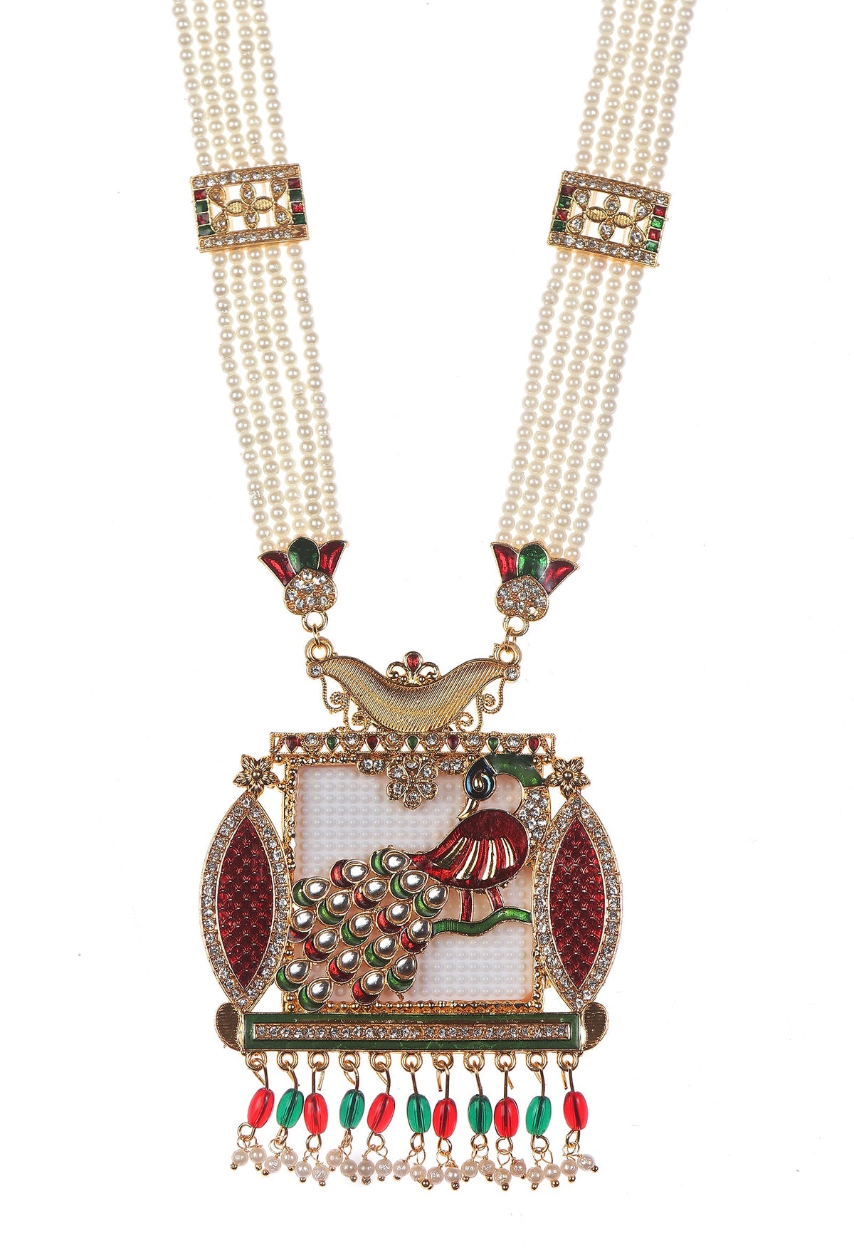 Rajwada Peacock Pearl Statement Necklace Set