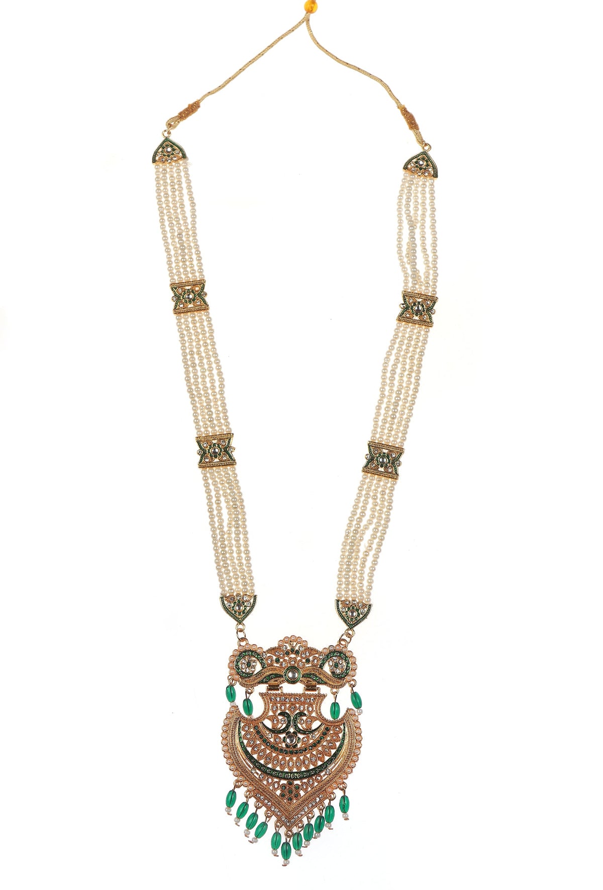 Rajsi Emerald Pearl Pendant Necklace Set