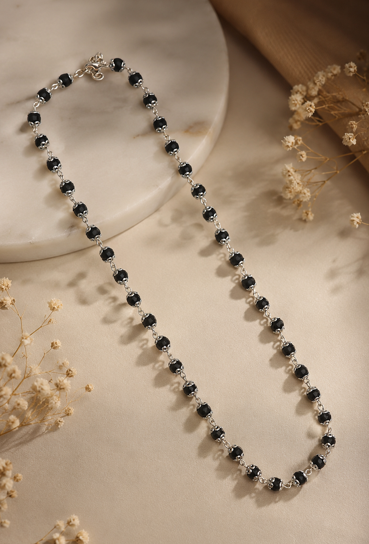 Handcrafted Black Karungali Bead Short Size Mala 7MM