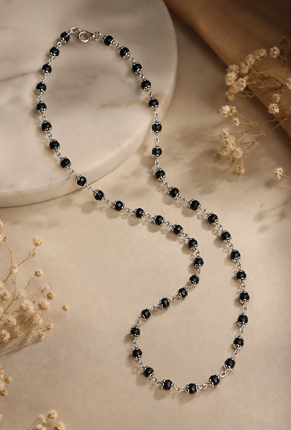 Handcrafted Black Karungali Bead Short Size Mala 7MM